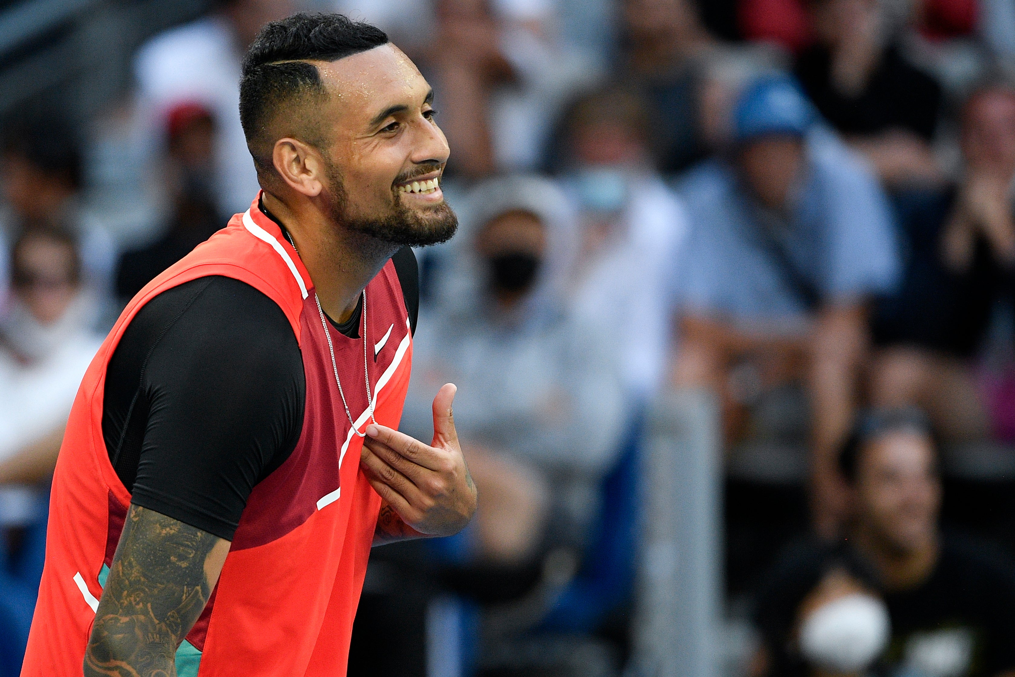 Nick Kyrgios produced a show on John Cain Arena (Andy Brownbill/AP)