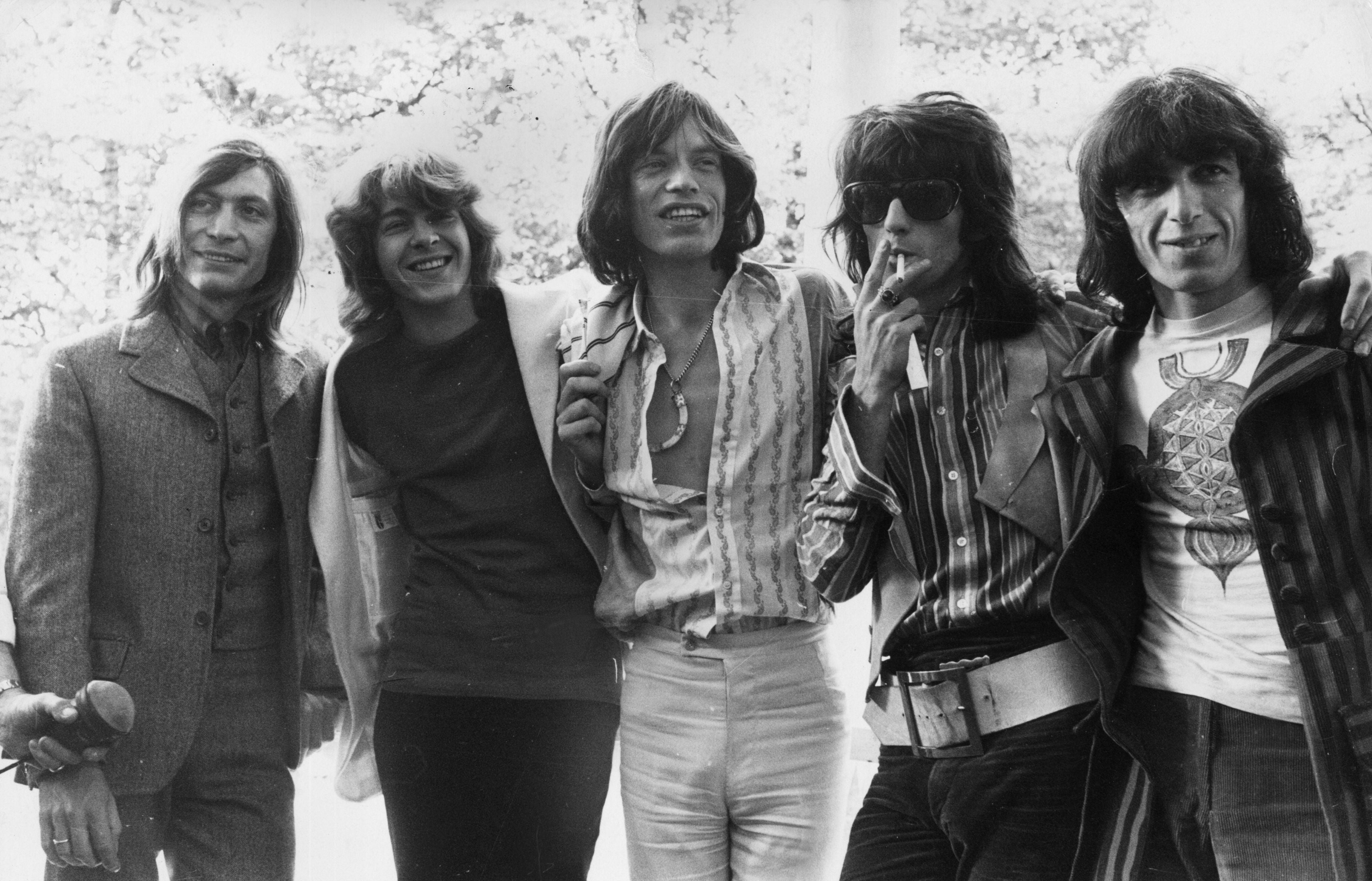 The Rolling Stones pose in Hyde Park, London - (from left to right) Charlie Watts, Mick Taylor, Mick Jagger, Keith Richards and Bill Wyman, in 1969