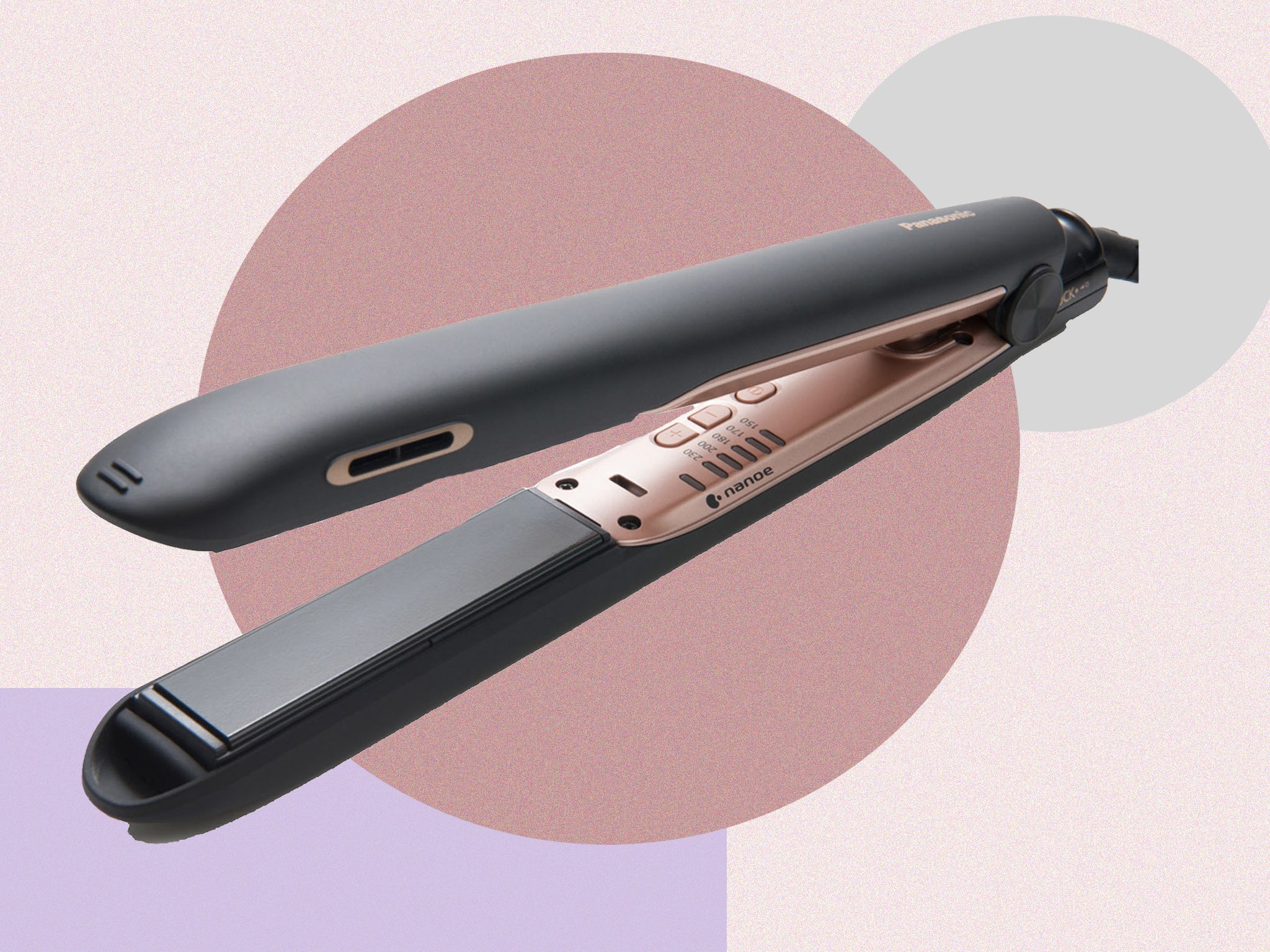 The straightener features Nanoe technology to reduce heat damage