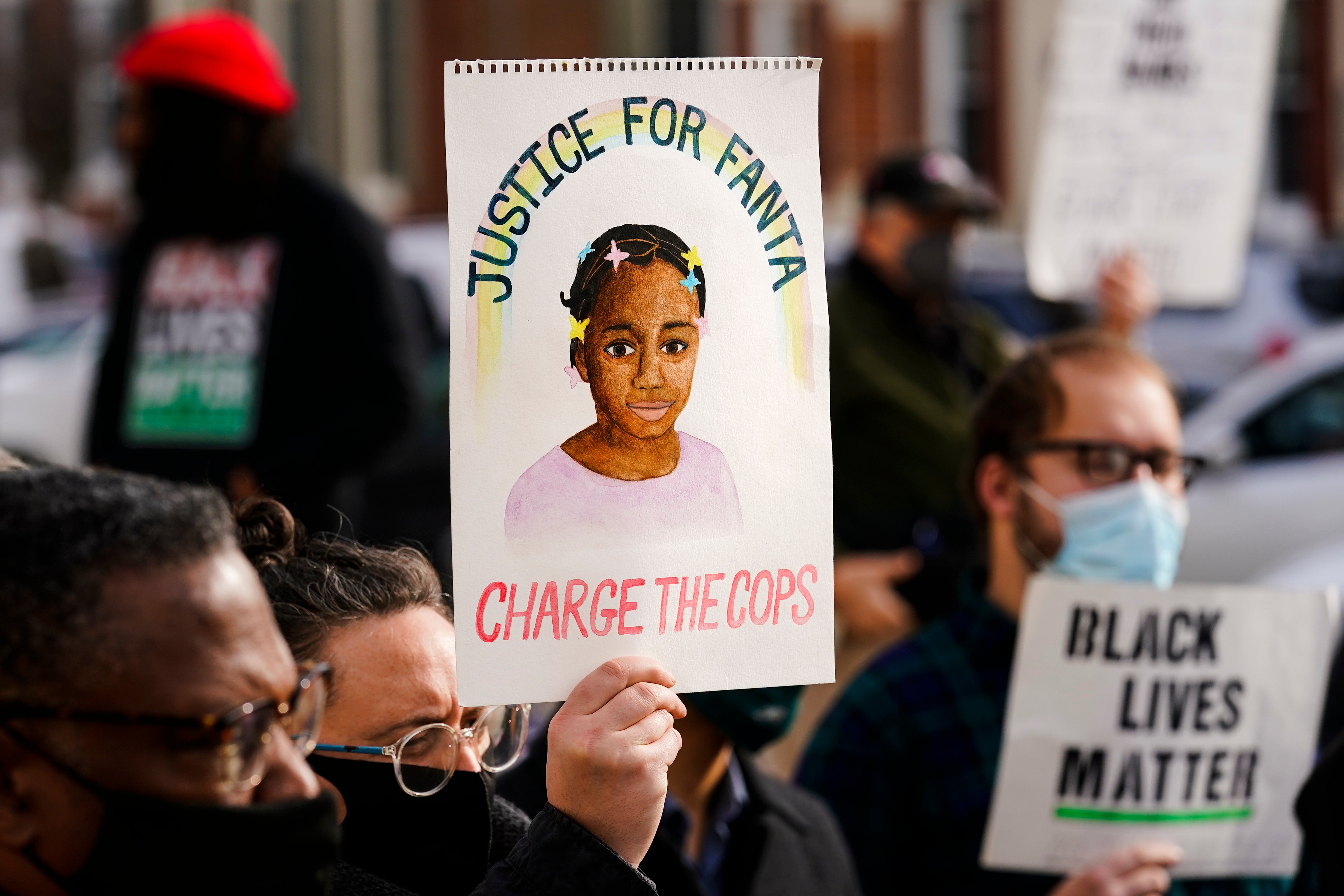 Protesters called for justice for the slain eight-year-old