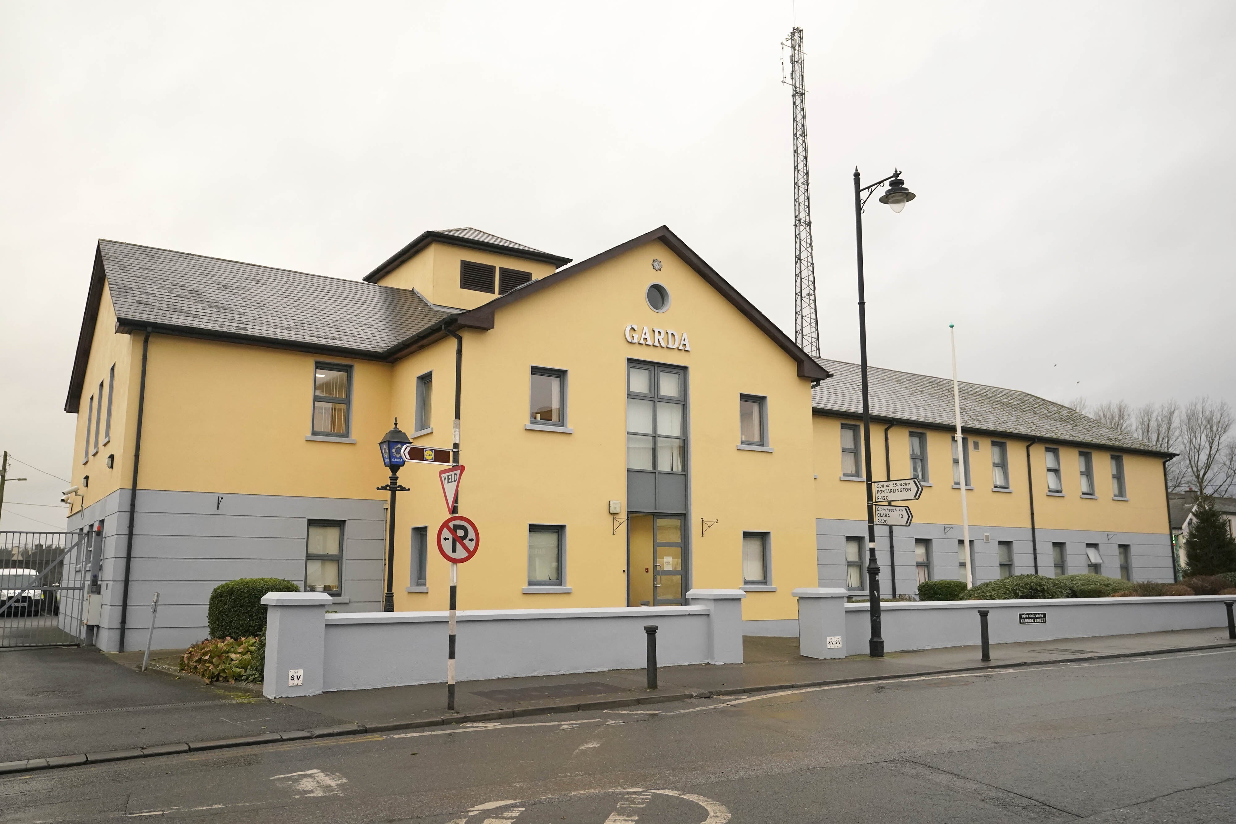 Tullamore garda station in Co Offaly where a man is being questioned by police investigating the death of Ashling Murphy (Niall Carson/PA)