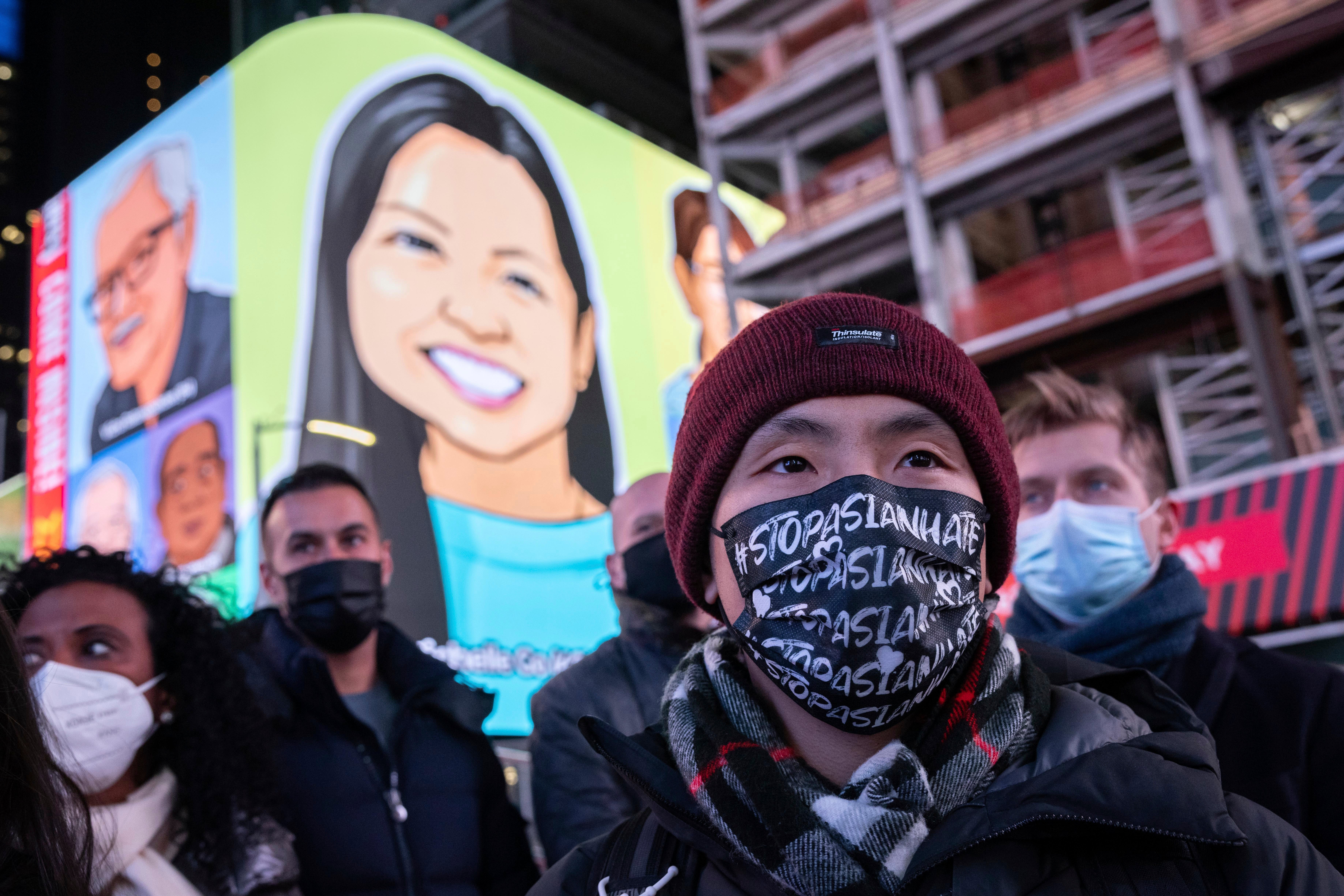 New Yorkers turned out in large numbers to call for an end to anti-Asian hate crimes after Michelle Go was killed when she was pushed onto subway tracks