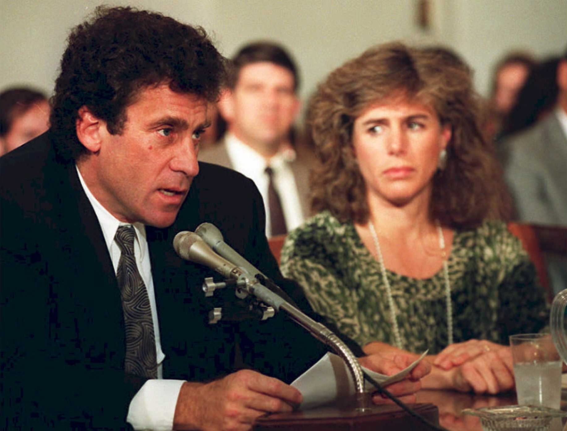 Elizabeth Glaser and Paul Michael Glaser testifying before the House Budget Committee’s task force on paediatric Aids on 13 March 1990 in Washington, DC