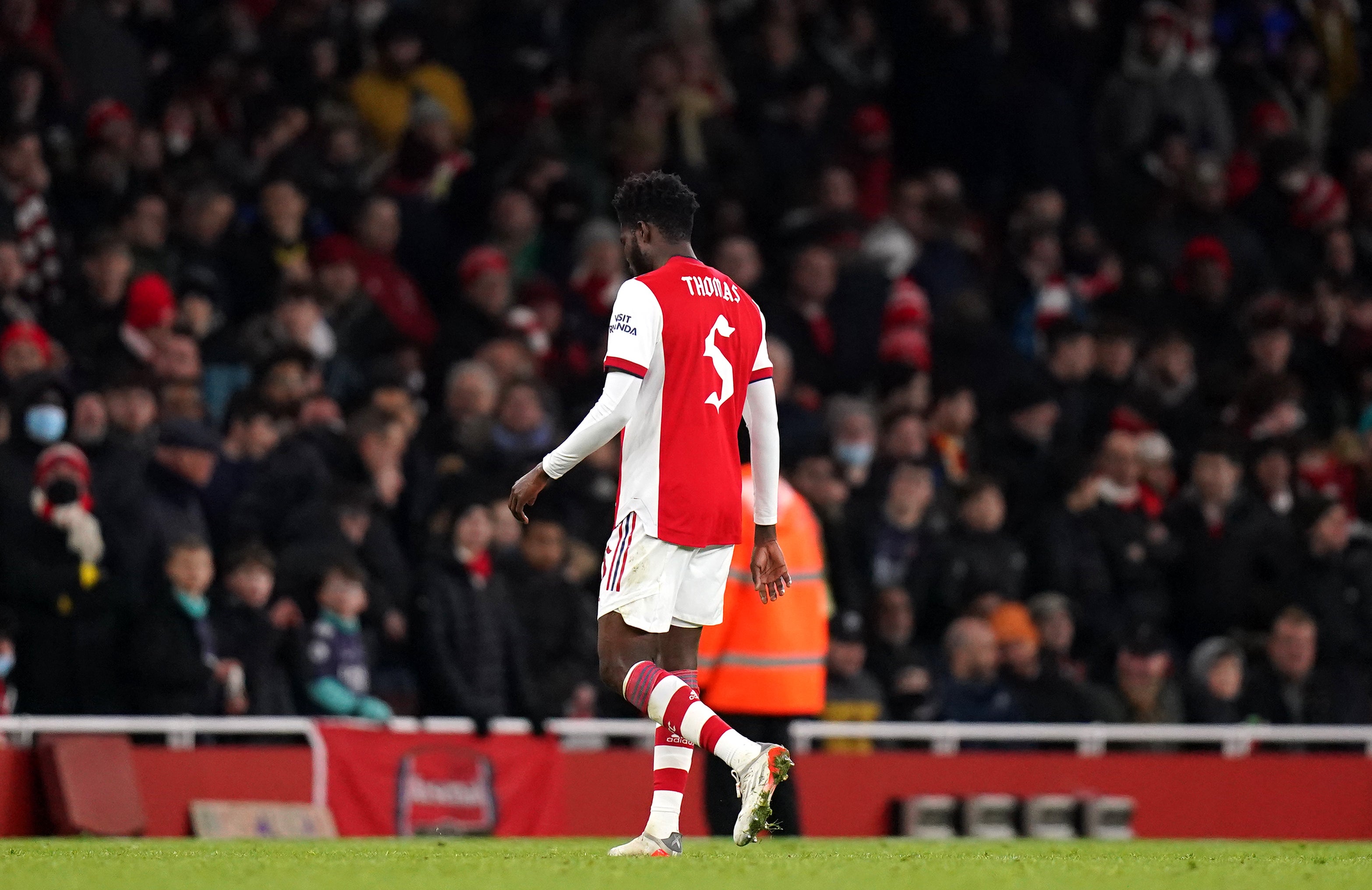 Arsenal substitute Thomas Partey was sent off (Adam Davey/PA)