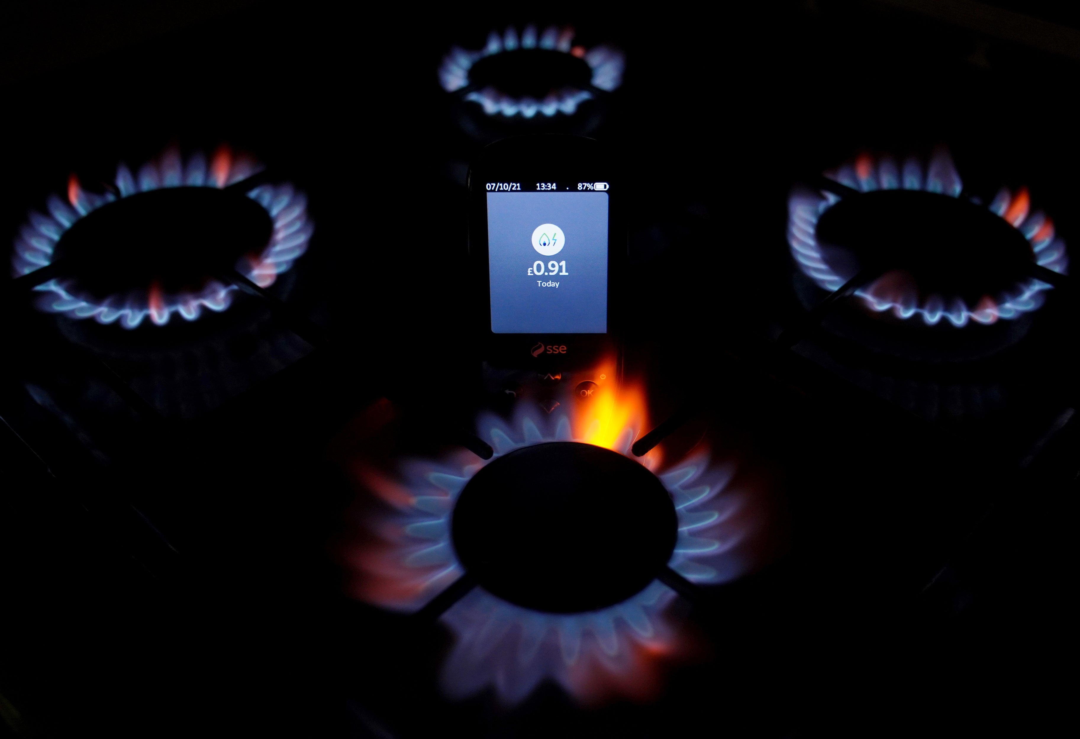 A smart meter on a gas hob