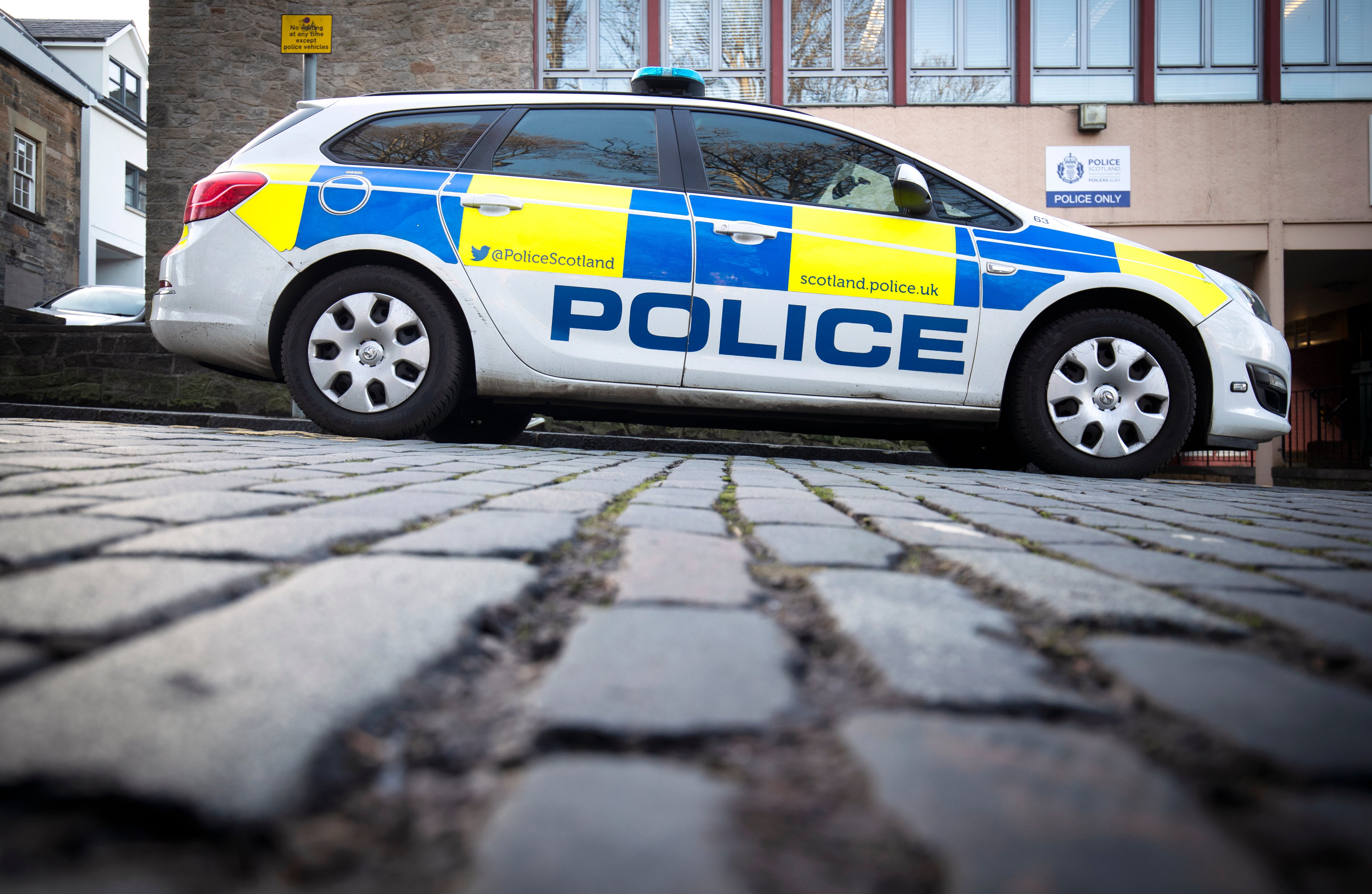 Police car parked outside the Police Scotland Gayfield Square station in Edinburgh (Jane Barlow/PA)