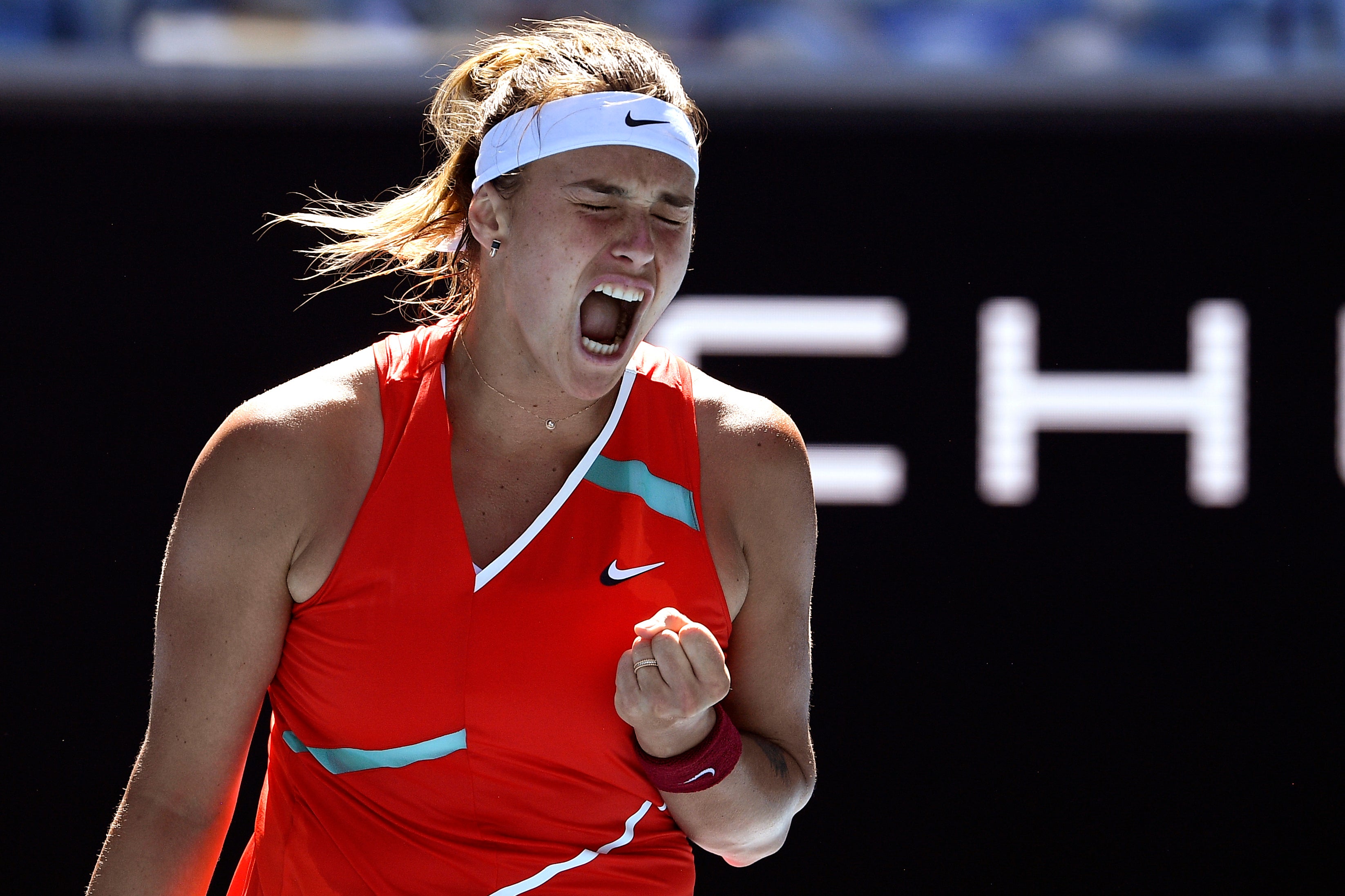 Aryna Sabalenka is fighting through her service troubles (Andy Brownbill/AP)