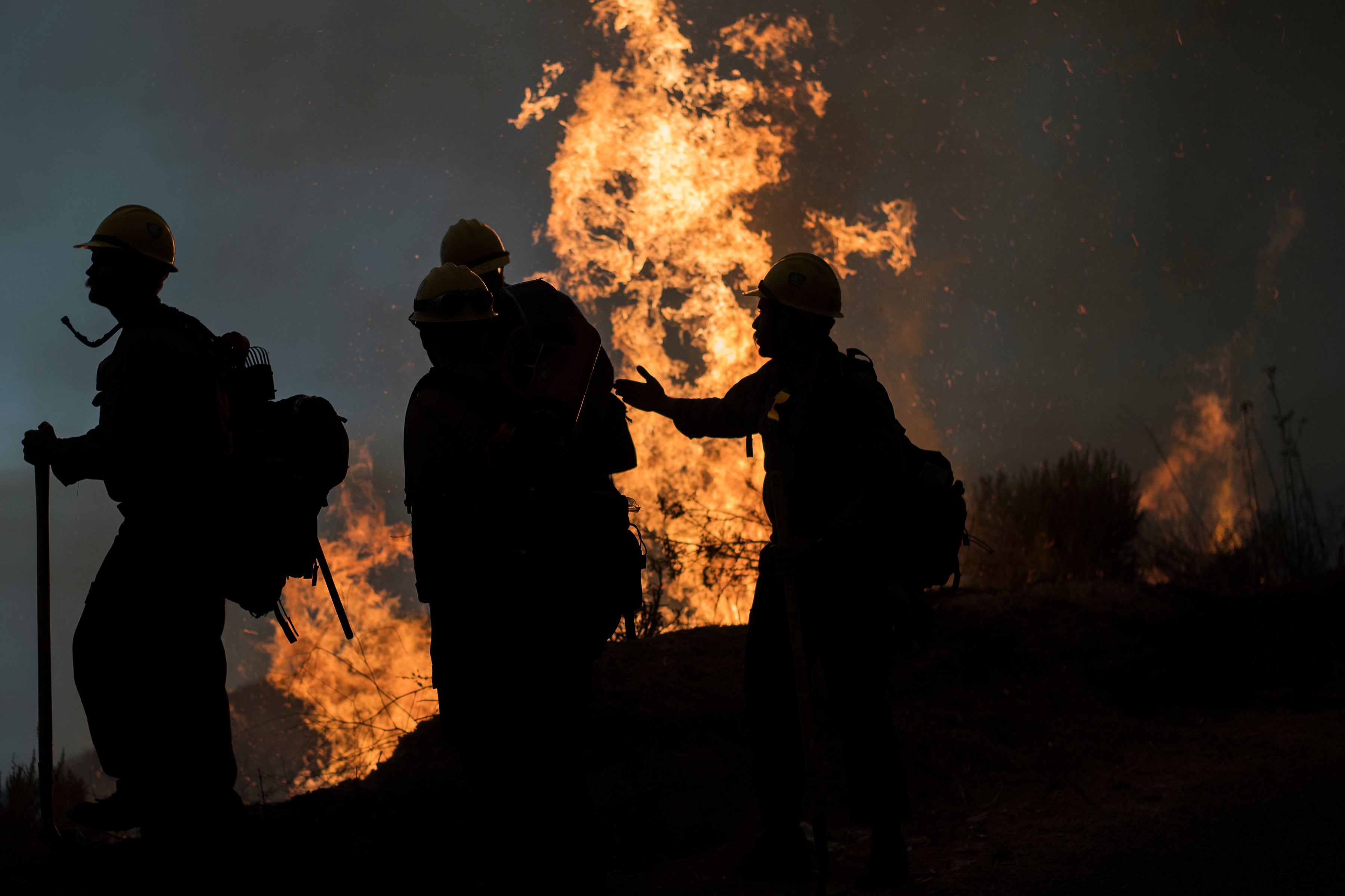 The Colorado Fire burns a fence off Highway 1 near Big Sur, Calif., Saturday, Jan. 22, 2022. (AP Photo/Nic Coury)