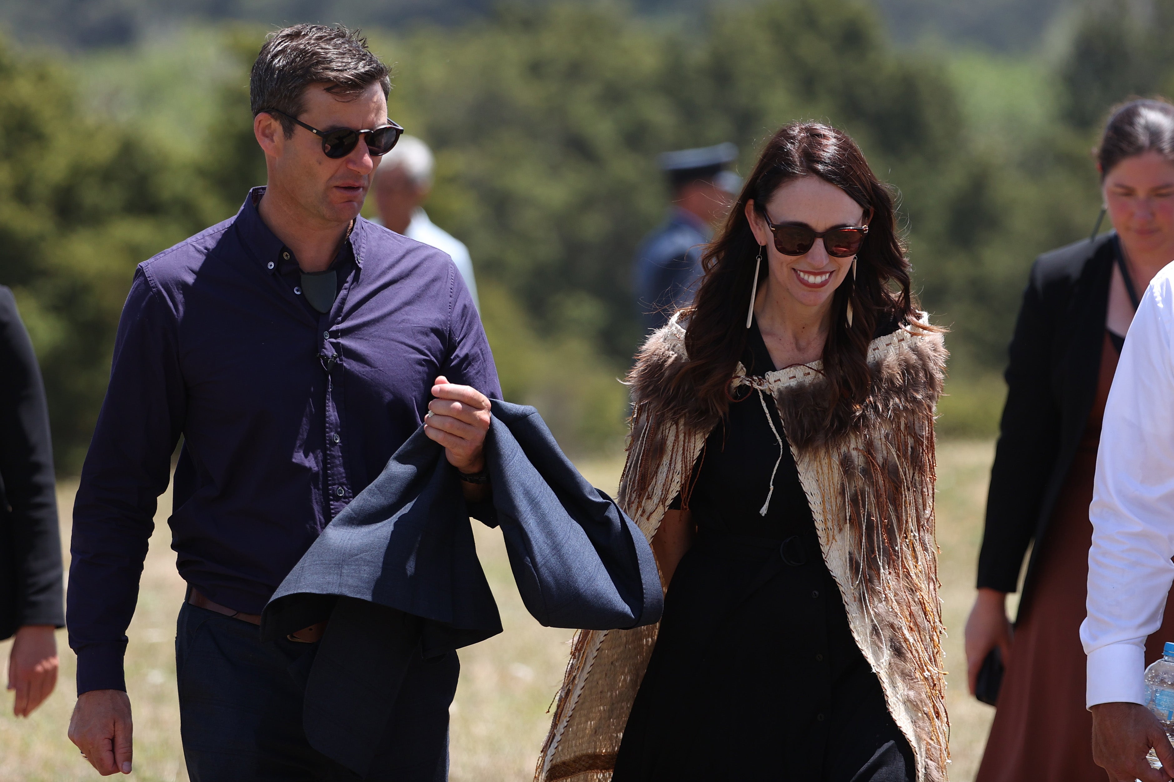 Jacinda Ardern and her fiancé Clarke Gayford visit Ruapekapeka Pa on 3 February 2021