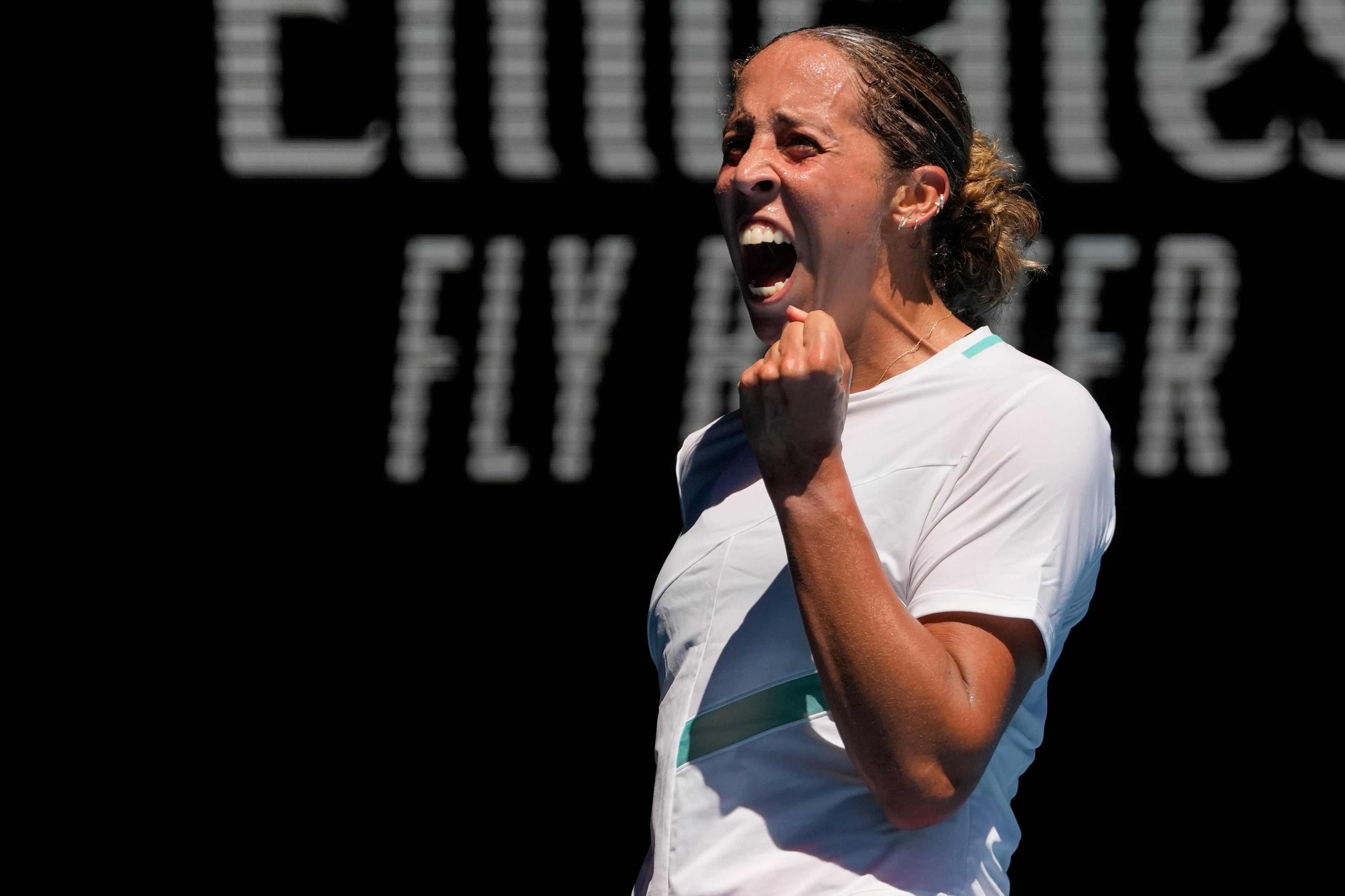 Madison Keys celebrates her return to a grand slam quarter-final (Simon Baker/AP)