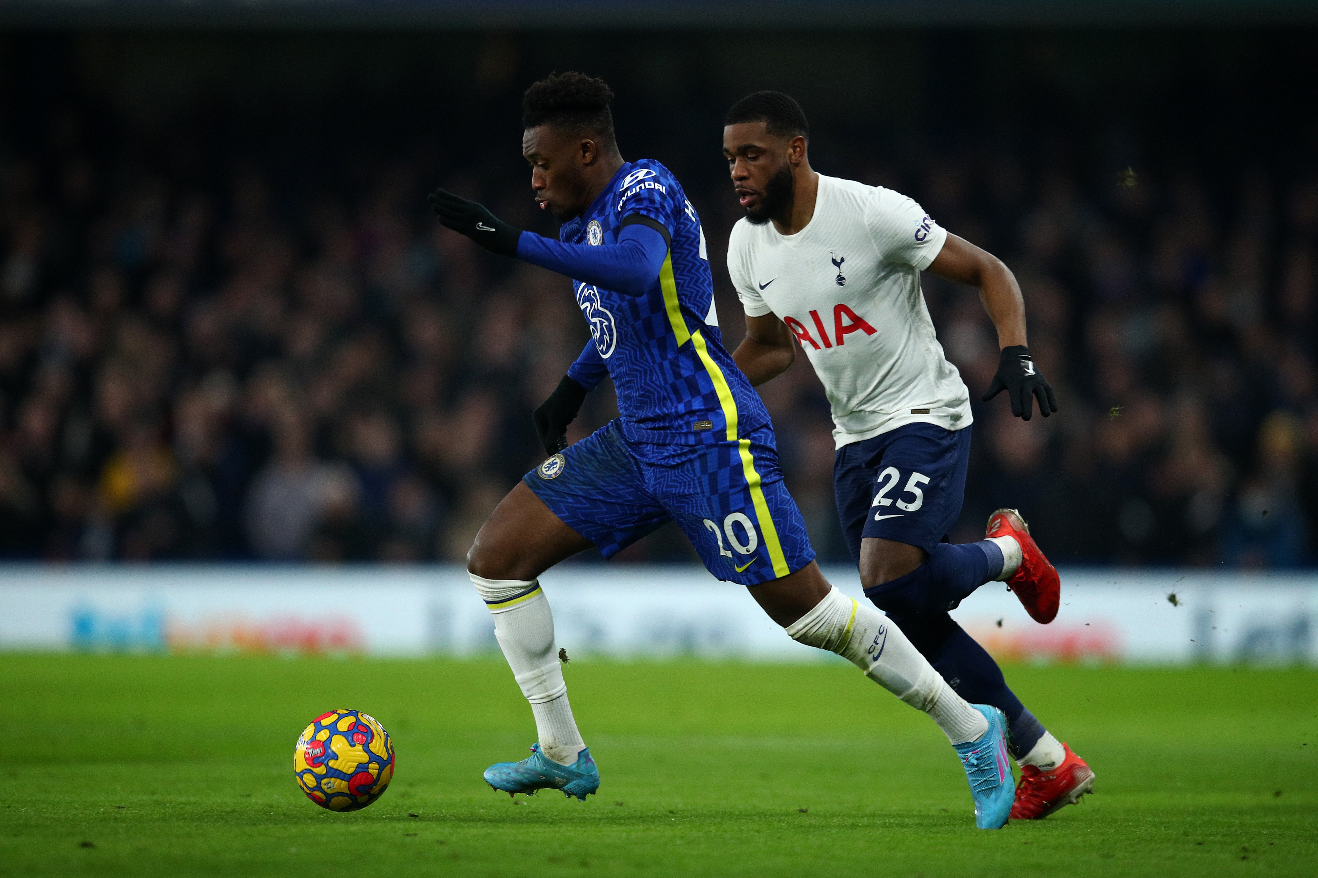 Hudson-Odoi goes past Japhet Tanganga