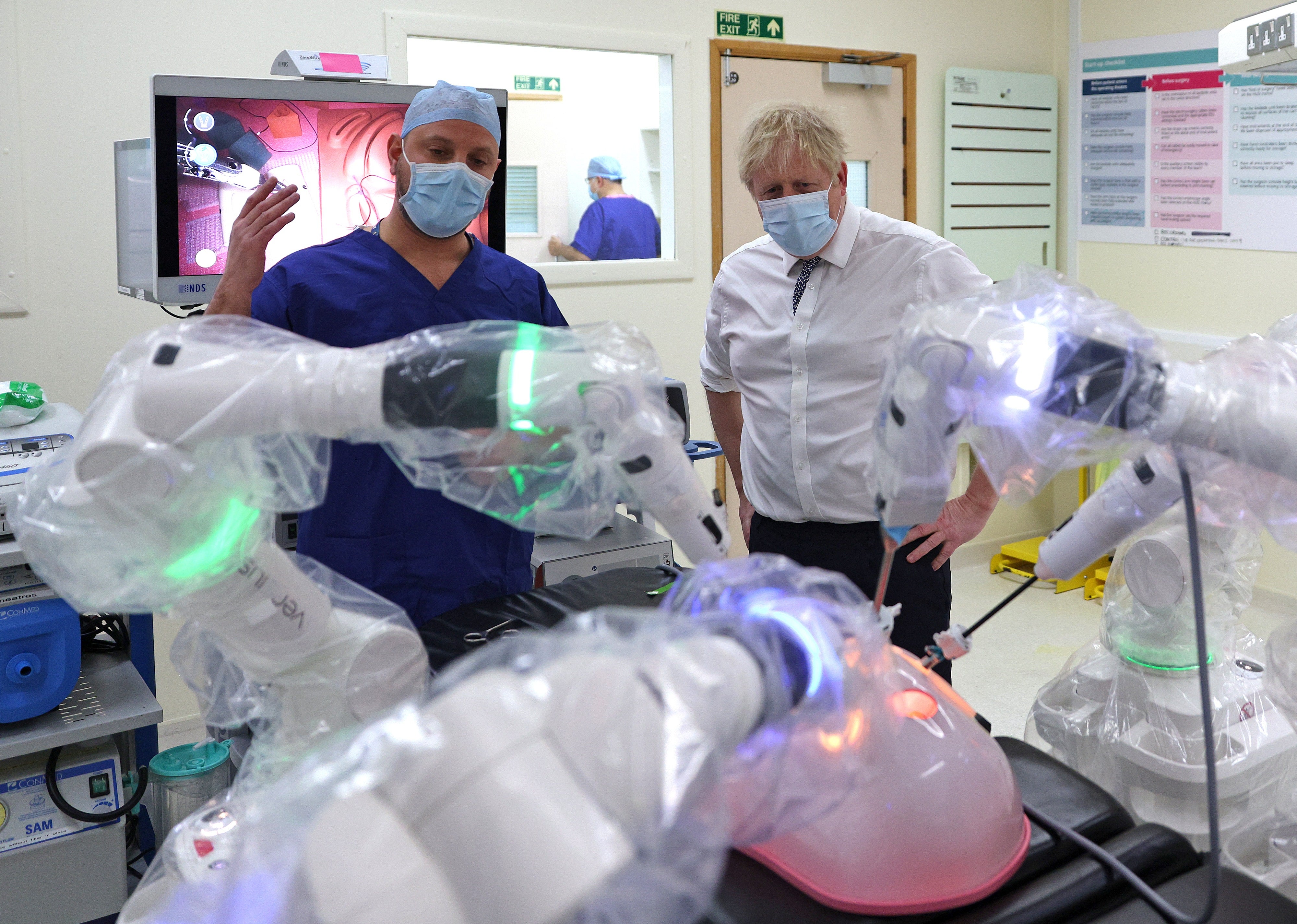 Prime Minister Boris Johnson has defended the rise in national insurance during a visit to Milton Keynes Hospital (Adrian Dennis/PA)