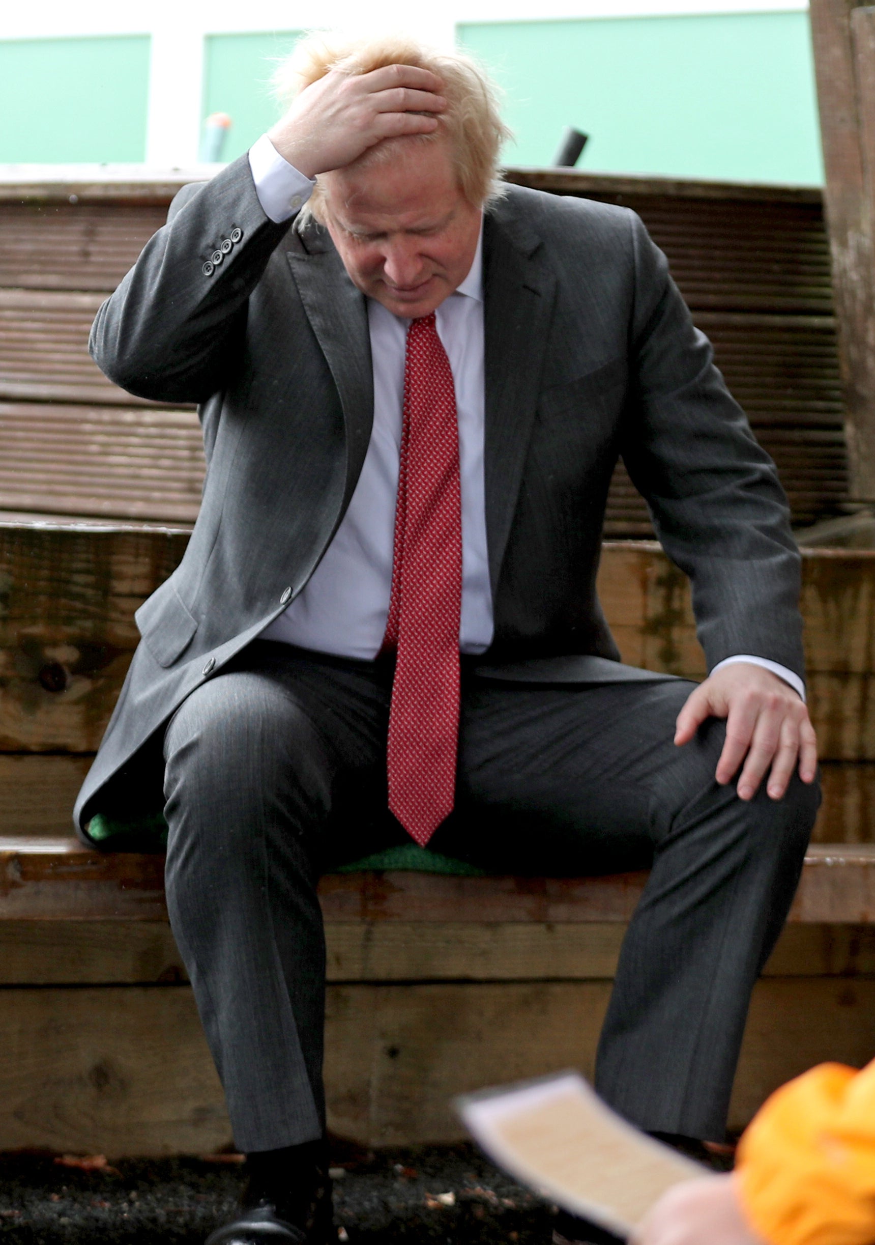 Prime Minister Boris Johnson joining a socially distanced lesson during a visit to Bovingdon Primary School in Bovingdon, Hemel Hempstead, Hertfordshire (Steve Parsons/PA)