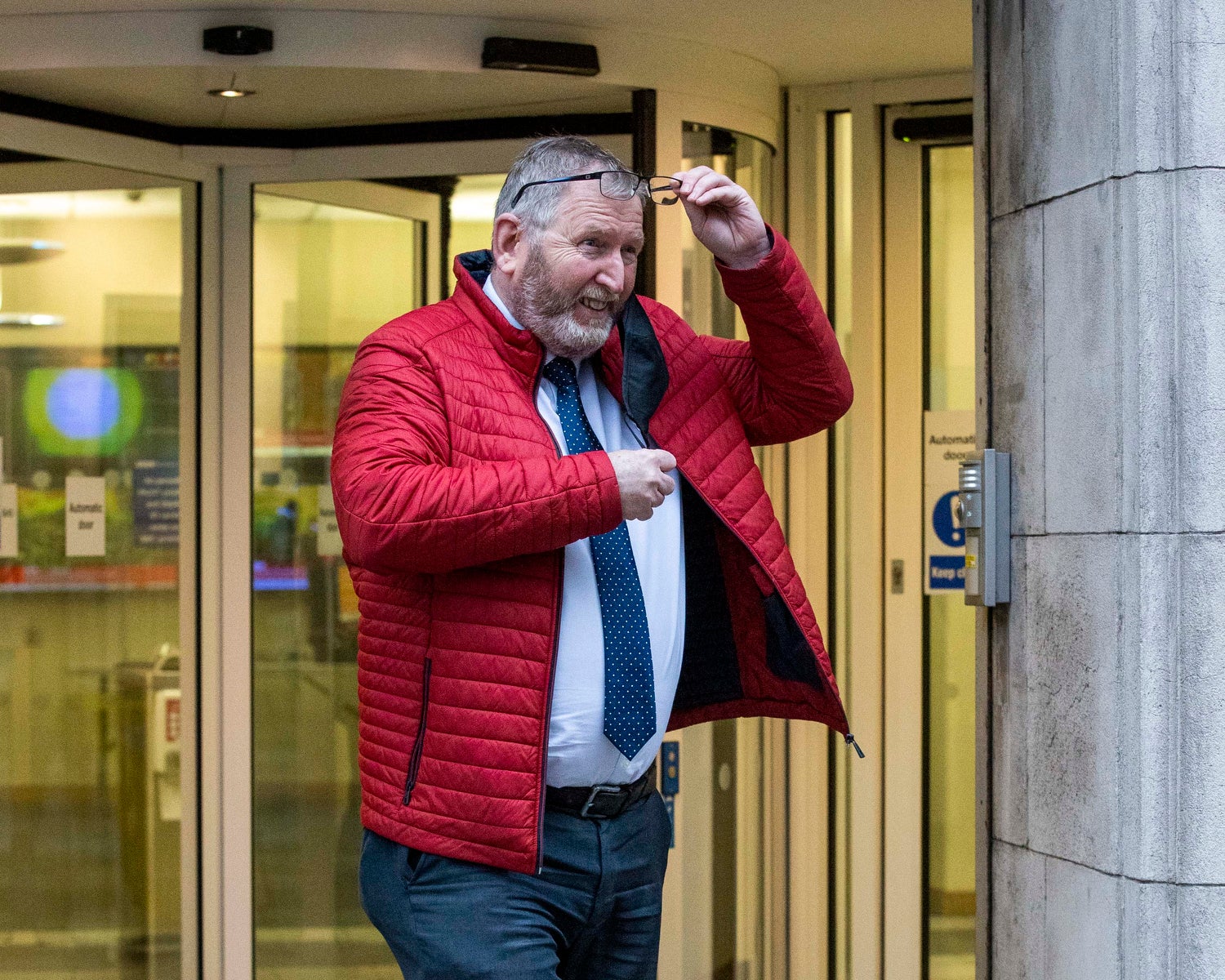 Ulster Unionist Party (UUP) leader Doug Beattie leaving BBC Broadcasting House, Belfast, after a radio interview with Stephen Nolan discussing Mr Beattie’s historian tweets. PA Photo. Picture date: Tuesday January 25 2022. See PA story ULSTER Beattie. Photo credit should read: Liam McBurney/PA Wire