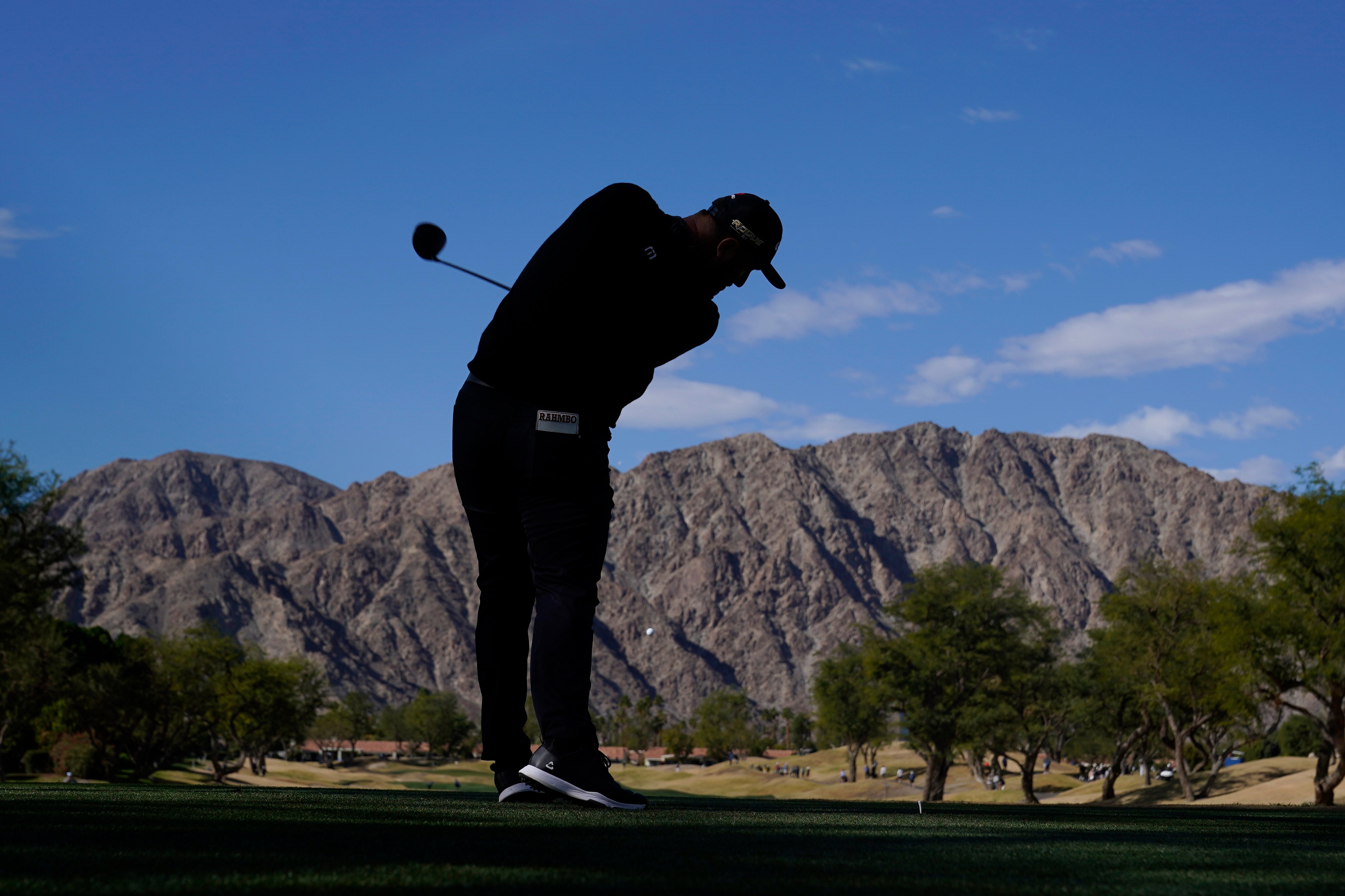 Jon Rahm hits from the third tee during the third round of The American Express at PGA West (Marcio Jose Sanchez/AP)