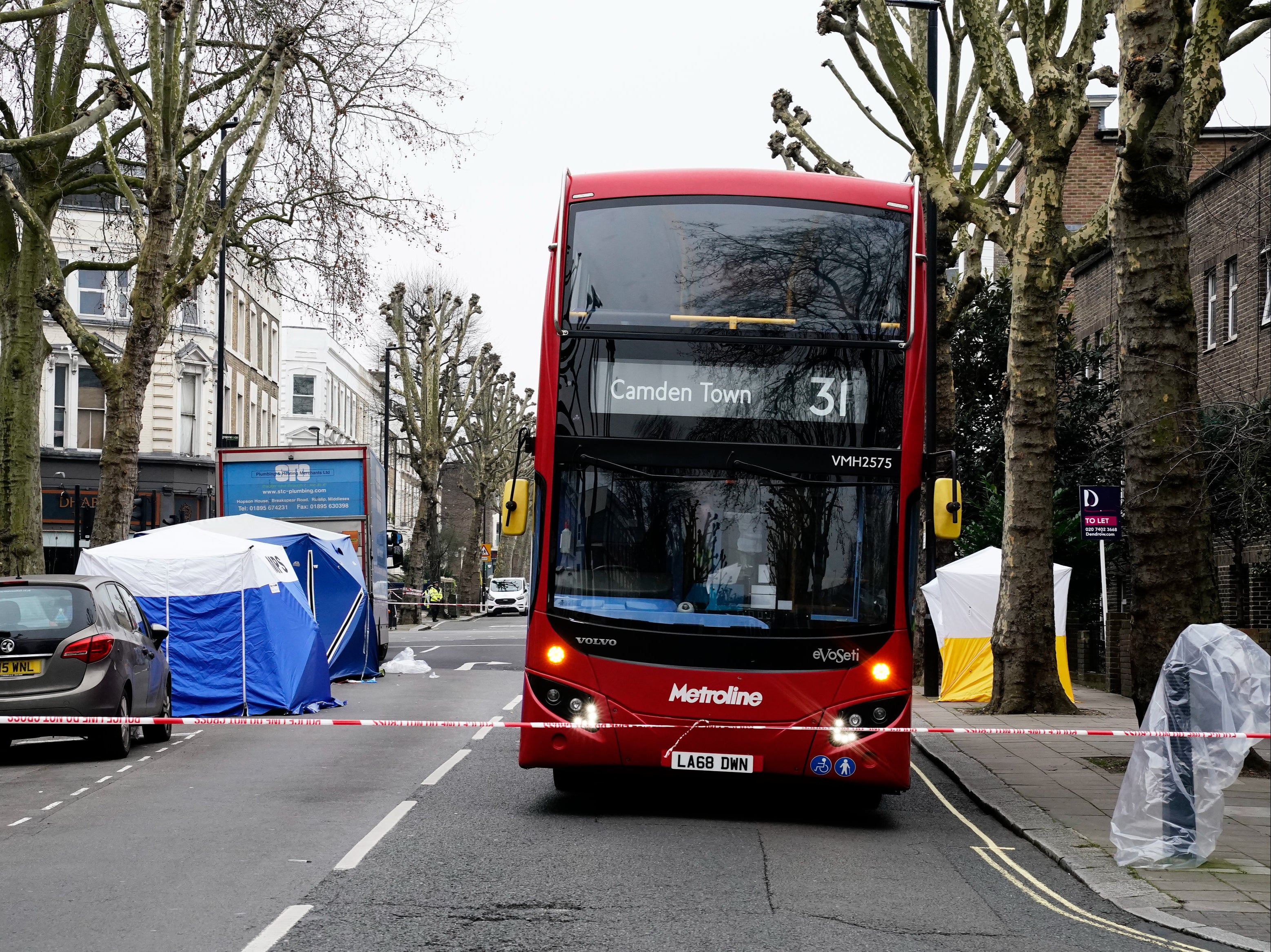 Police tape and forensic tents on Chippenham Road, Maida Vale