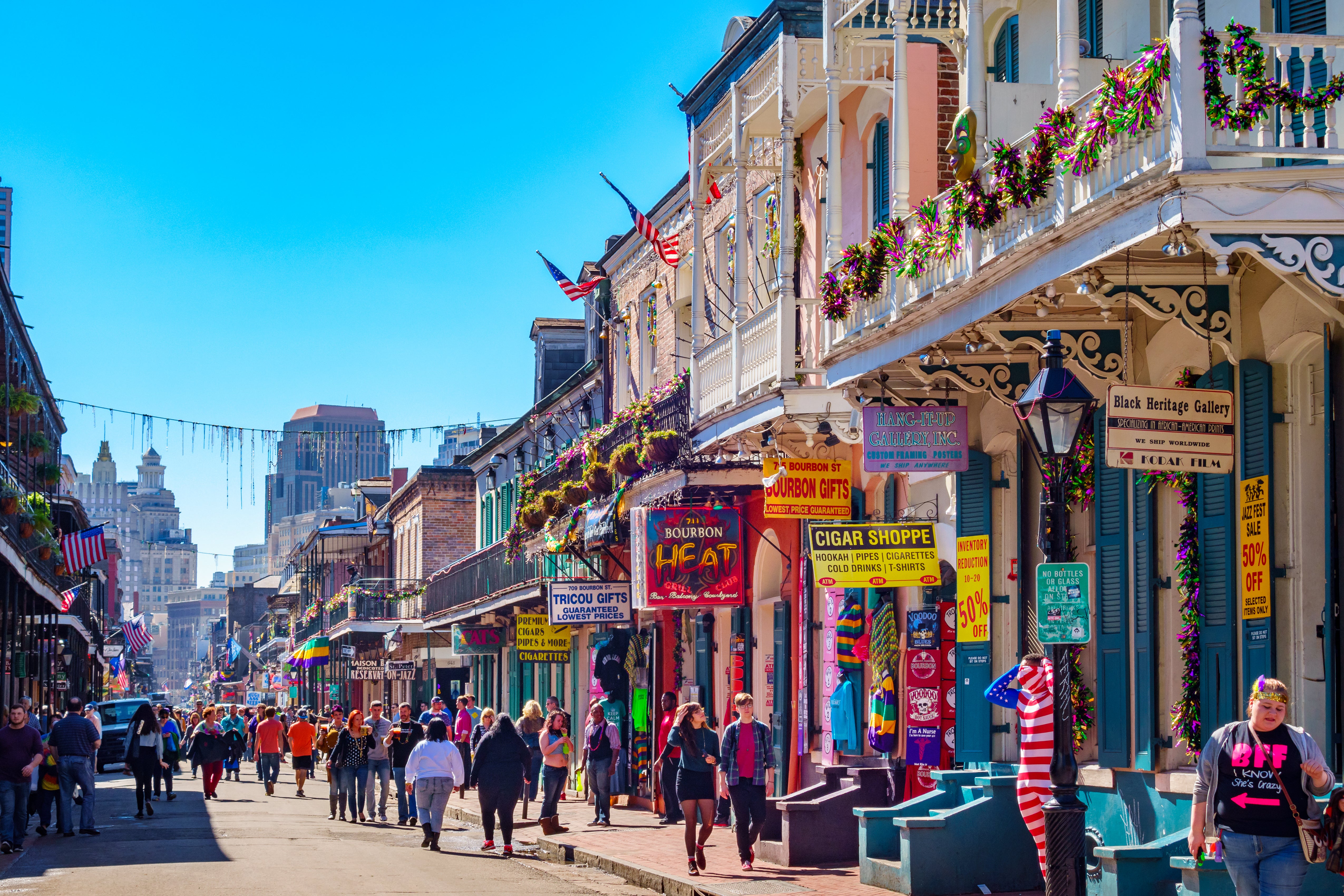 Bourbon Street in the French Quarter of New Orleans