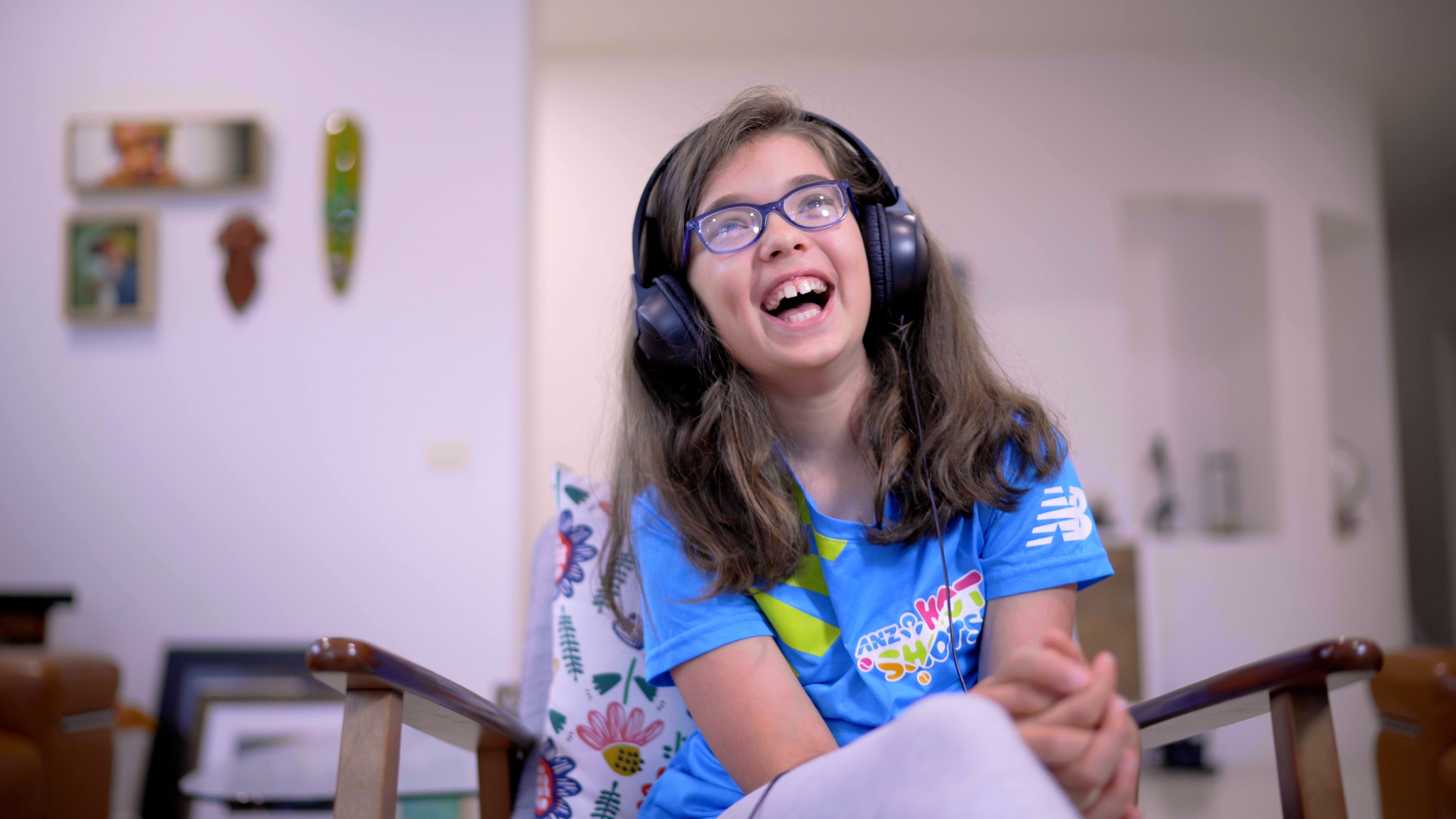 Eleven-year-old Kala Petronijevic uses the Action Audio technology (AKQA)