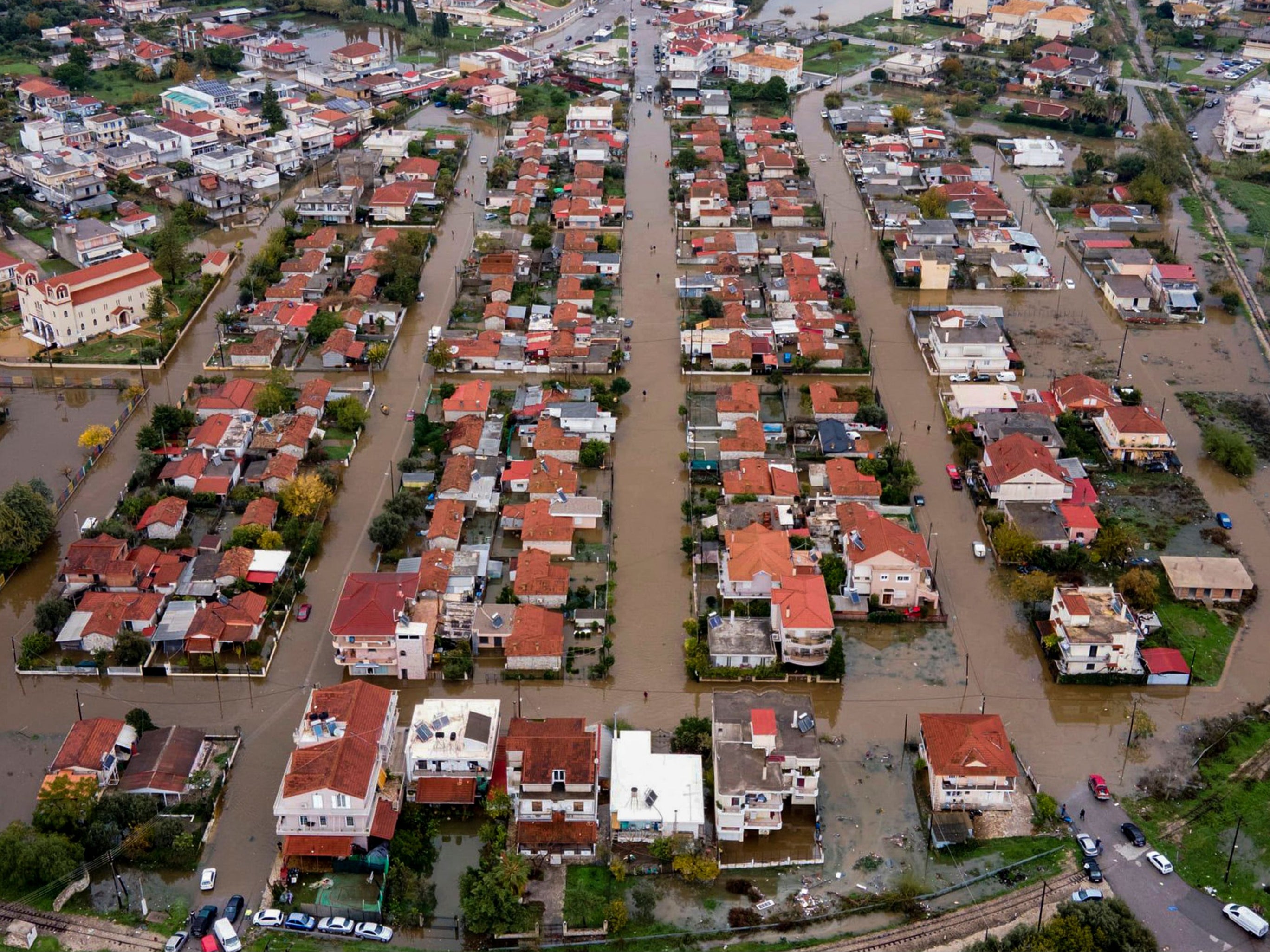 Streets were flooded in the town of Messolonghi, western Greece, in December