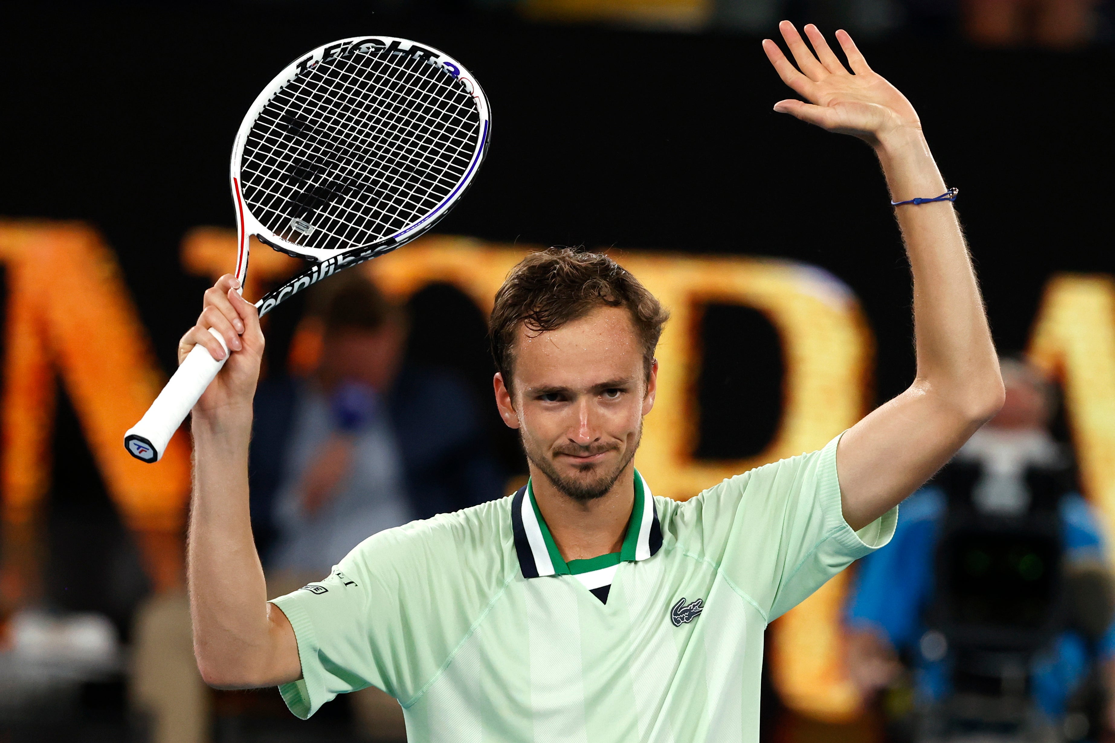 Daniil Medvedev celebrates beating Felix Auger-Aliassime (Tertius Pickard/AP)