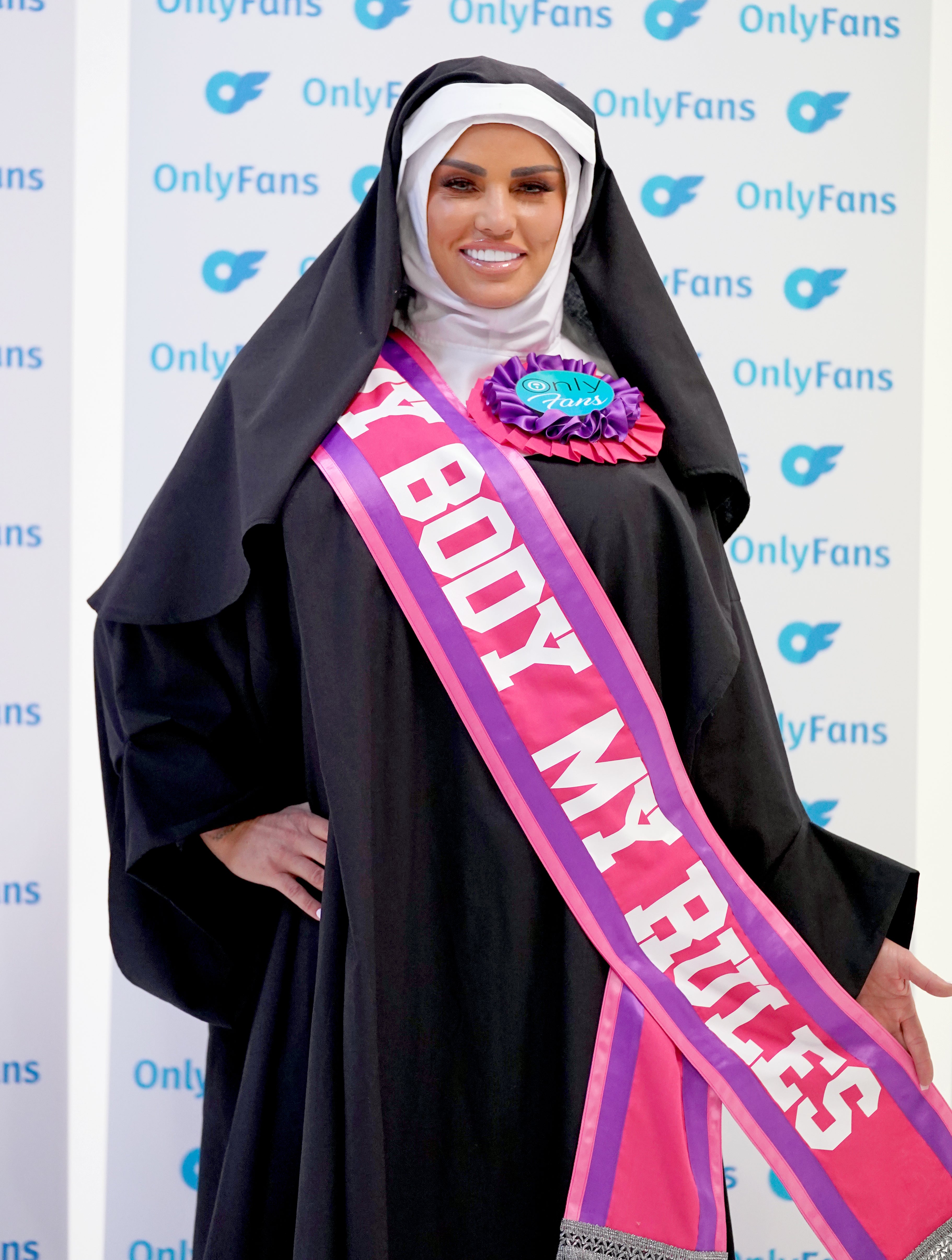 Katie Price dressed as a nun at the launch of her OnlyFans website (Ian West/PA)