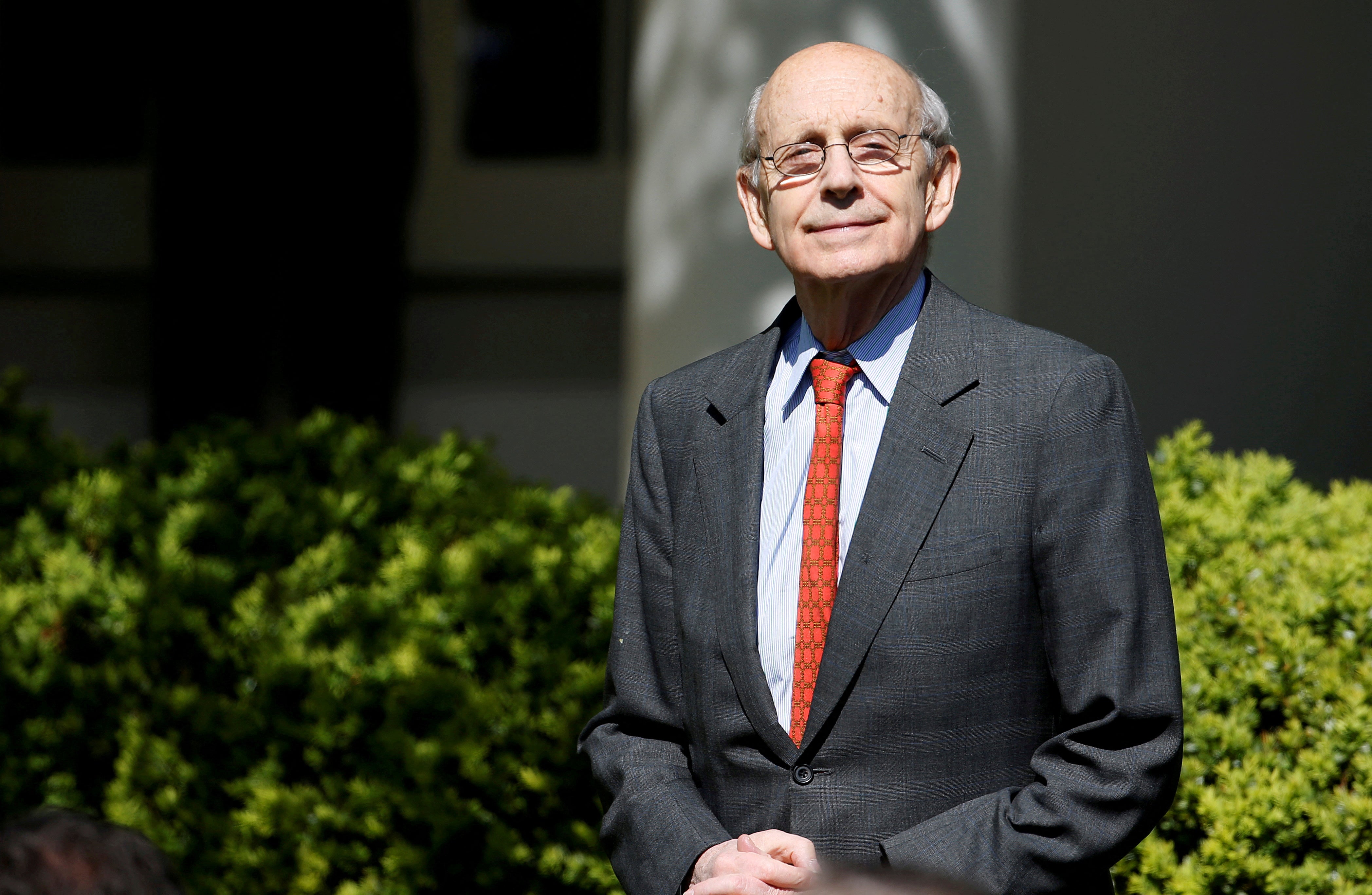 Associate Supreme Court Justice Stephen Breyer arrives for the swearing in ceremony of Judge Neil Gorsuch as an Associate Supreme Court Justice in the Rose Garden of the White House in Washington, U.S., April 10, 2017