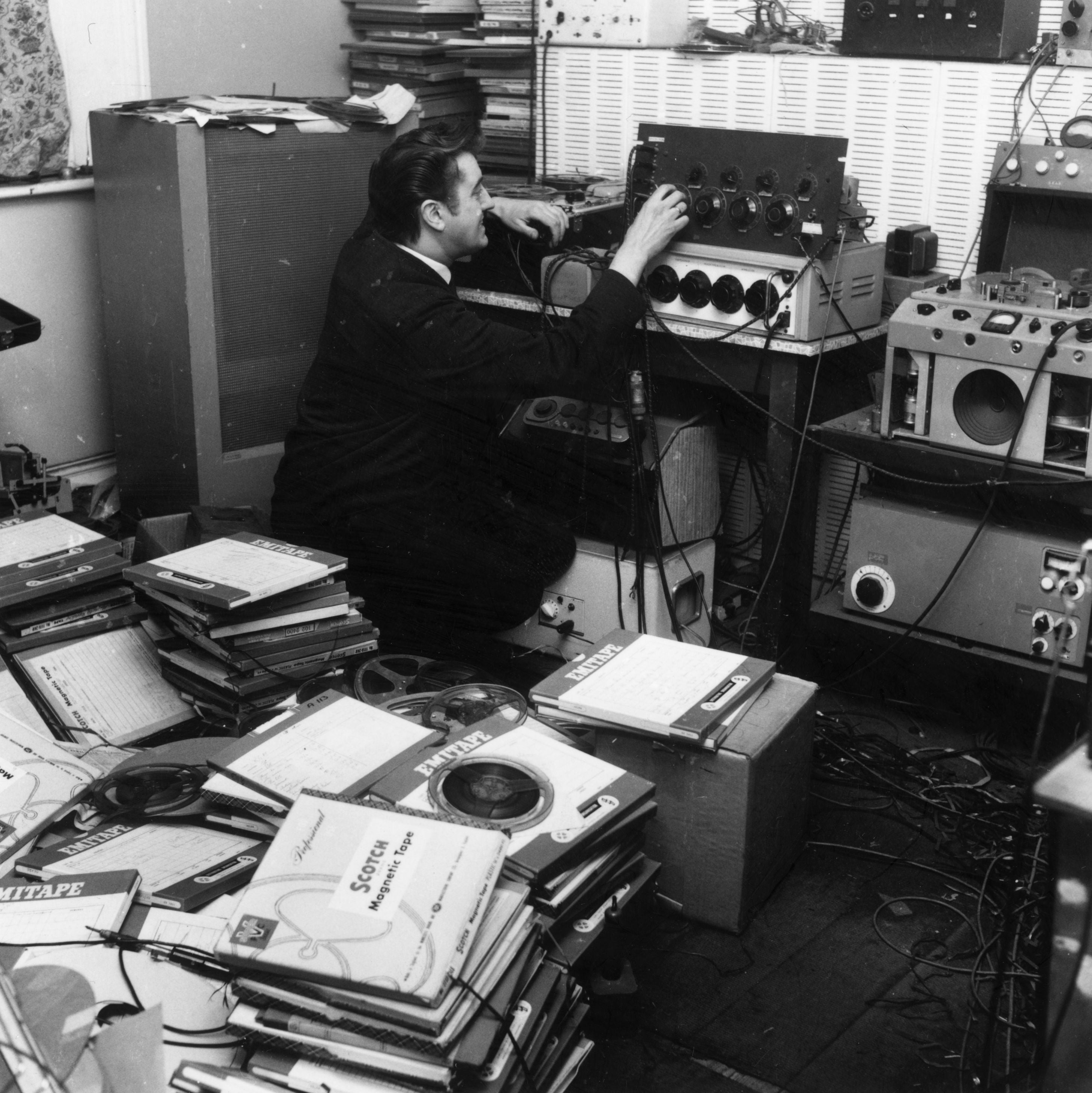 Joe Meek in his bedroom studio in Holloway Road, London, 1963