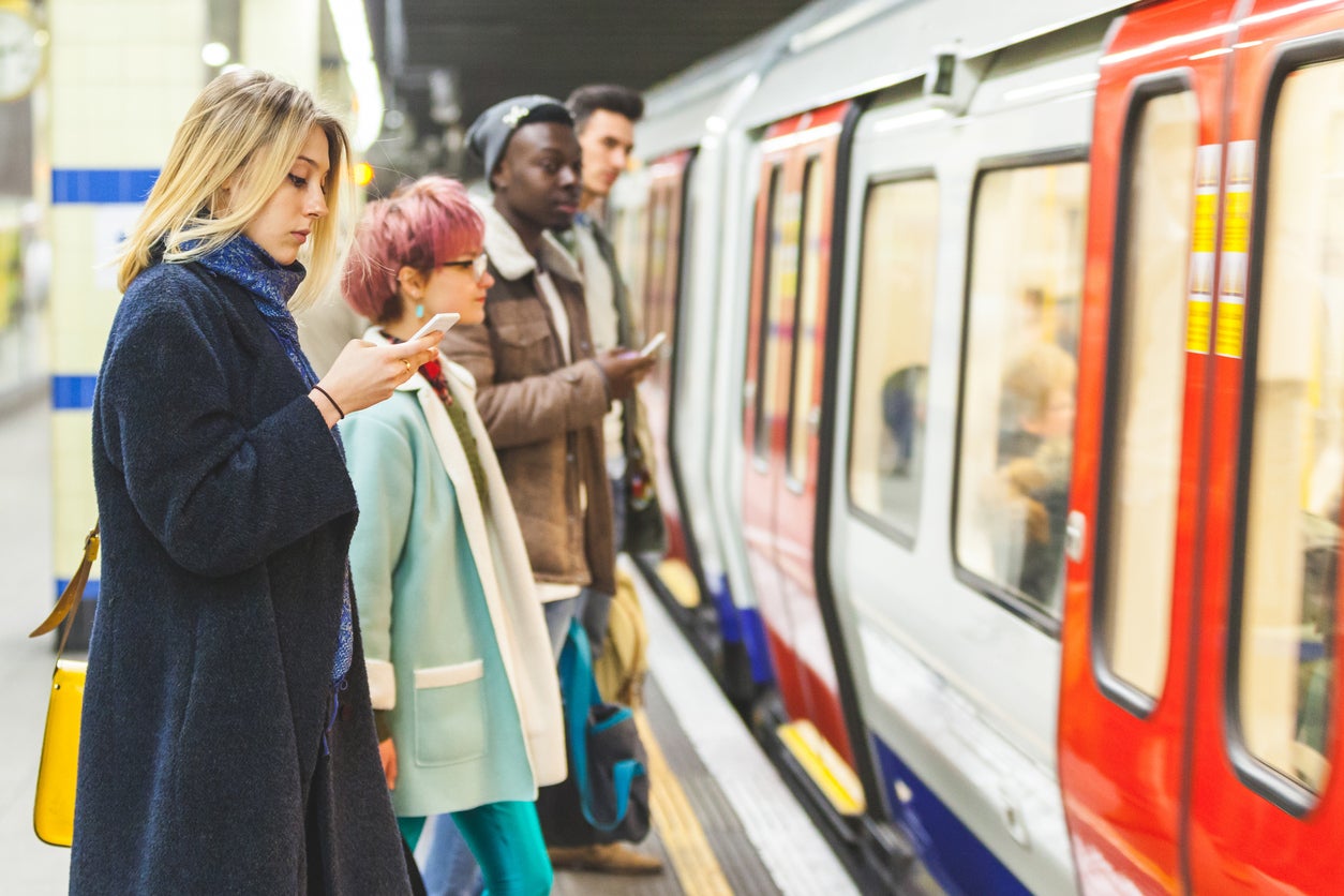 Commuters on the London Underground