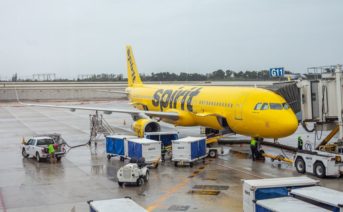 A Spirit plane in Fort Lauderdale, Florida