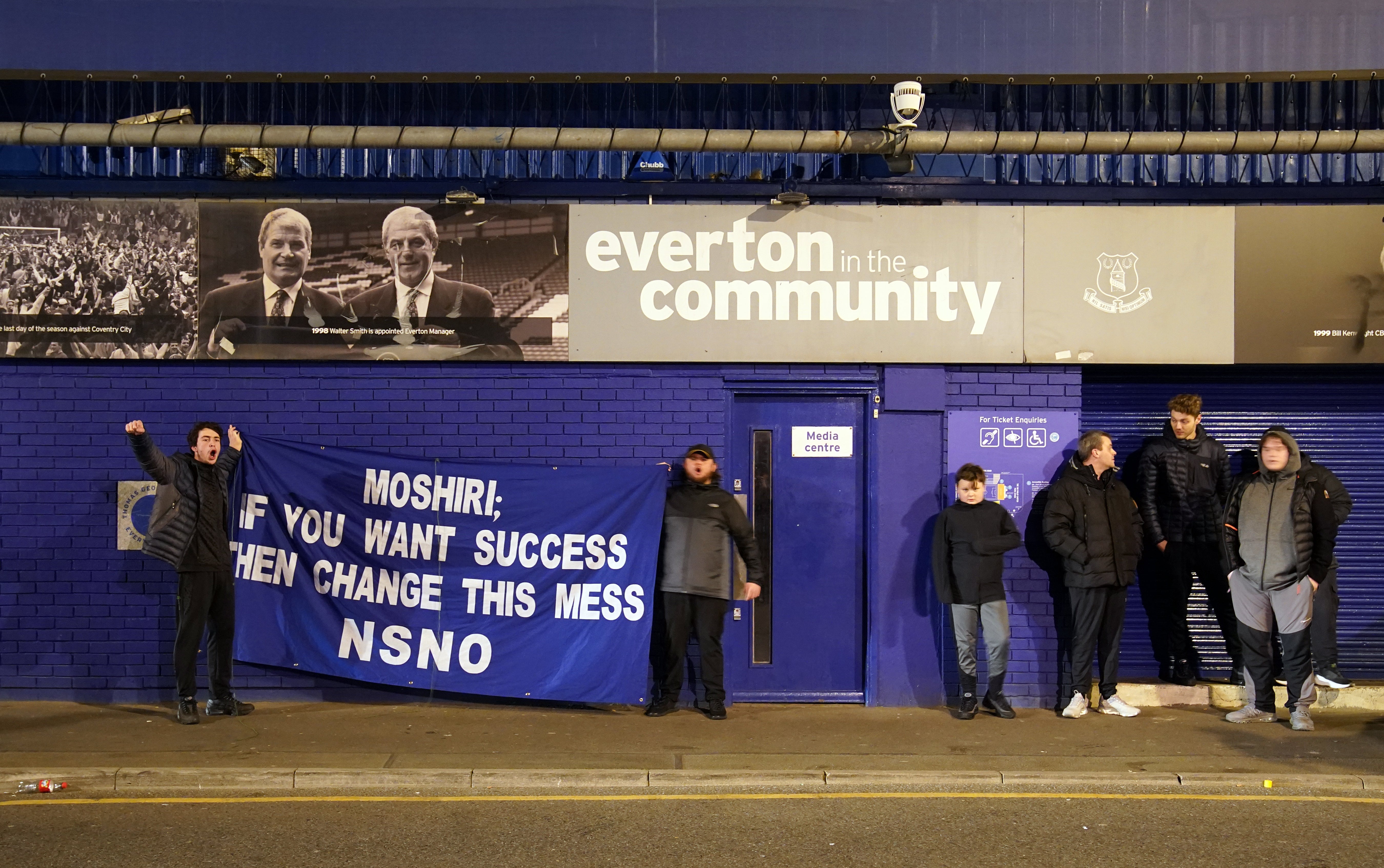 Everton fans stage a protest outside of Goodison Park (Peter Byrne/PA)