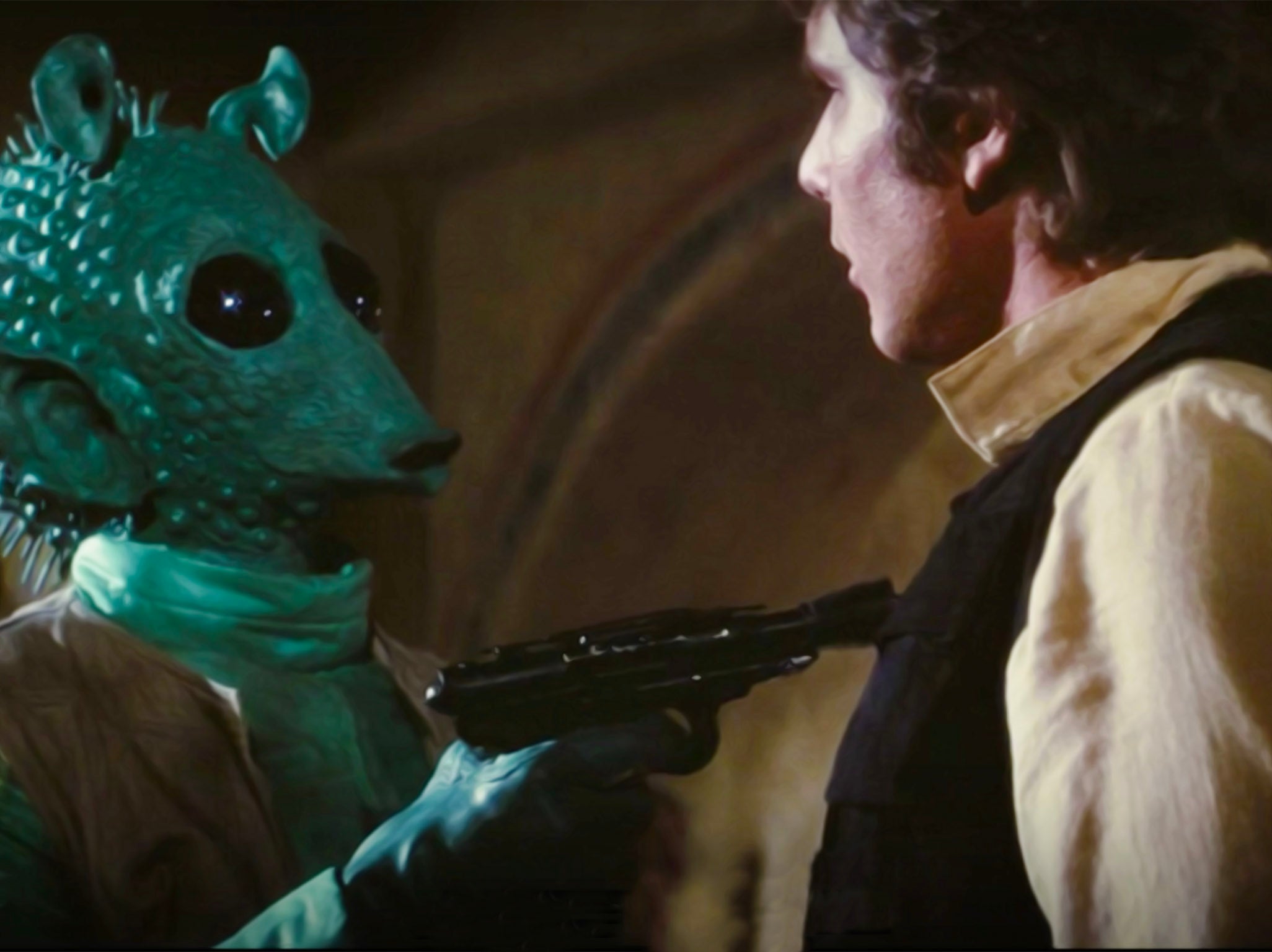 Ground zero: Greedo and Han Solo prepare to shoot one another in ‘Star Wars: A New Hope’