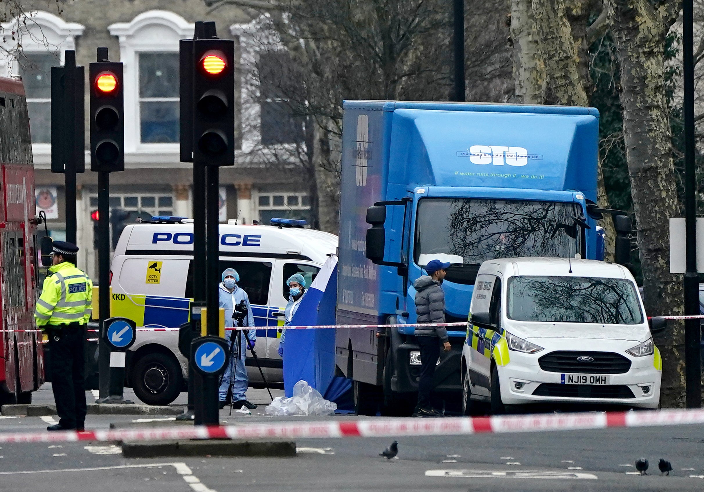 Metropolitan Police officers at the scene on Chippenham Road, Maida Vale, west London (Aaron Chown/PA)