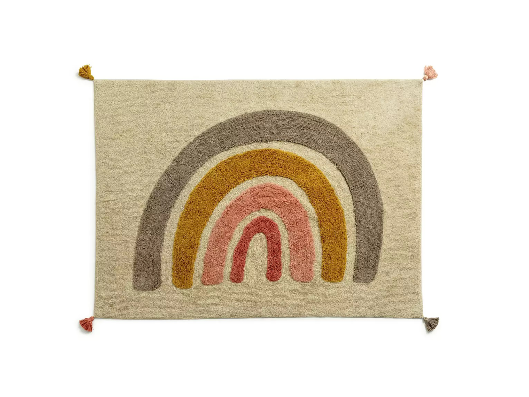 Kids rainbow tufted flatweave cotton rug