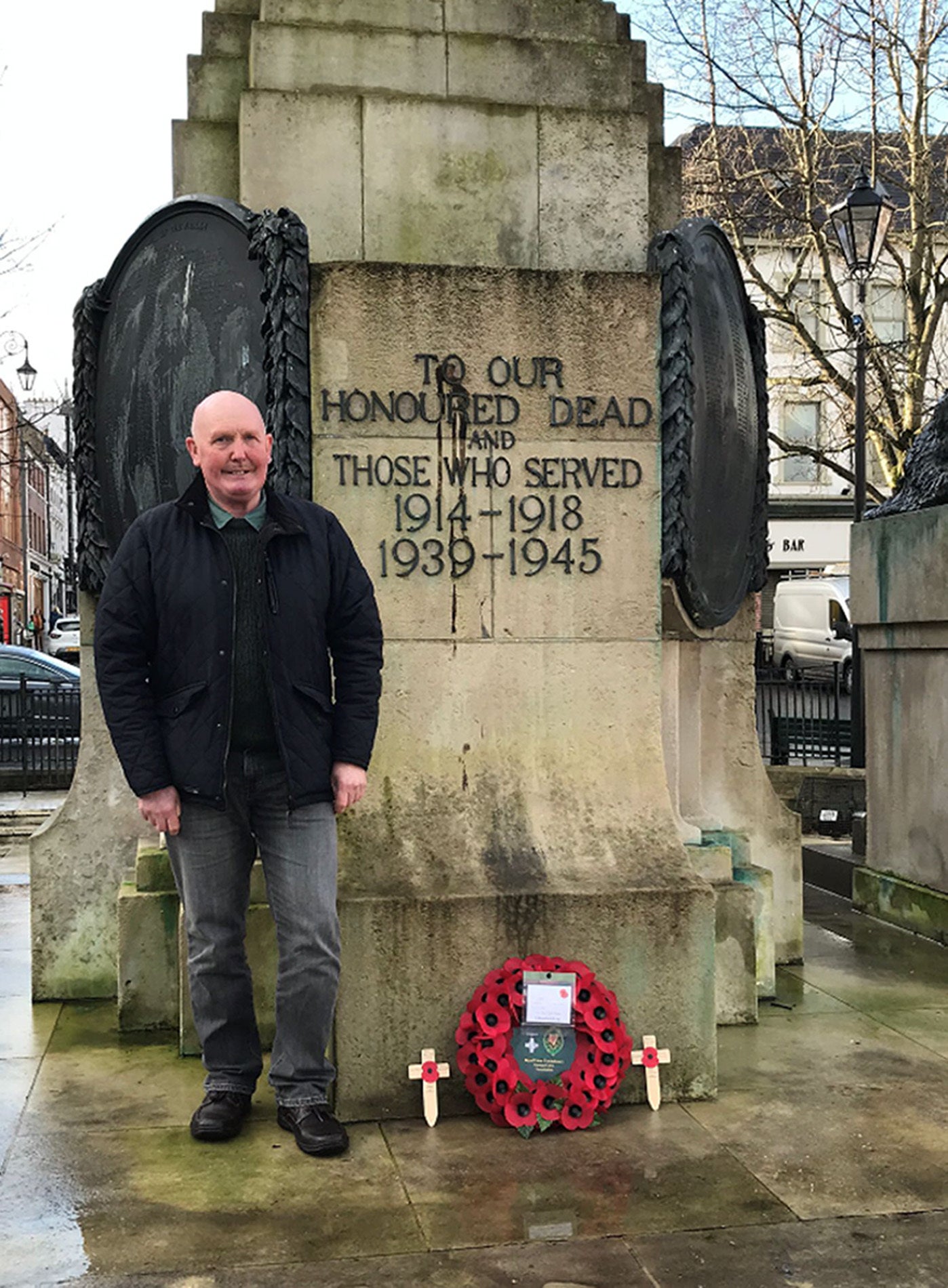 Colin Montgomery at the War Memorial in Londonderry (Kenny Donaldson/PA)