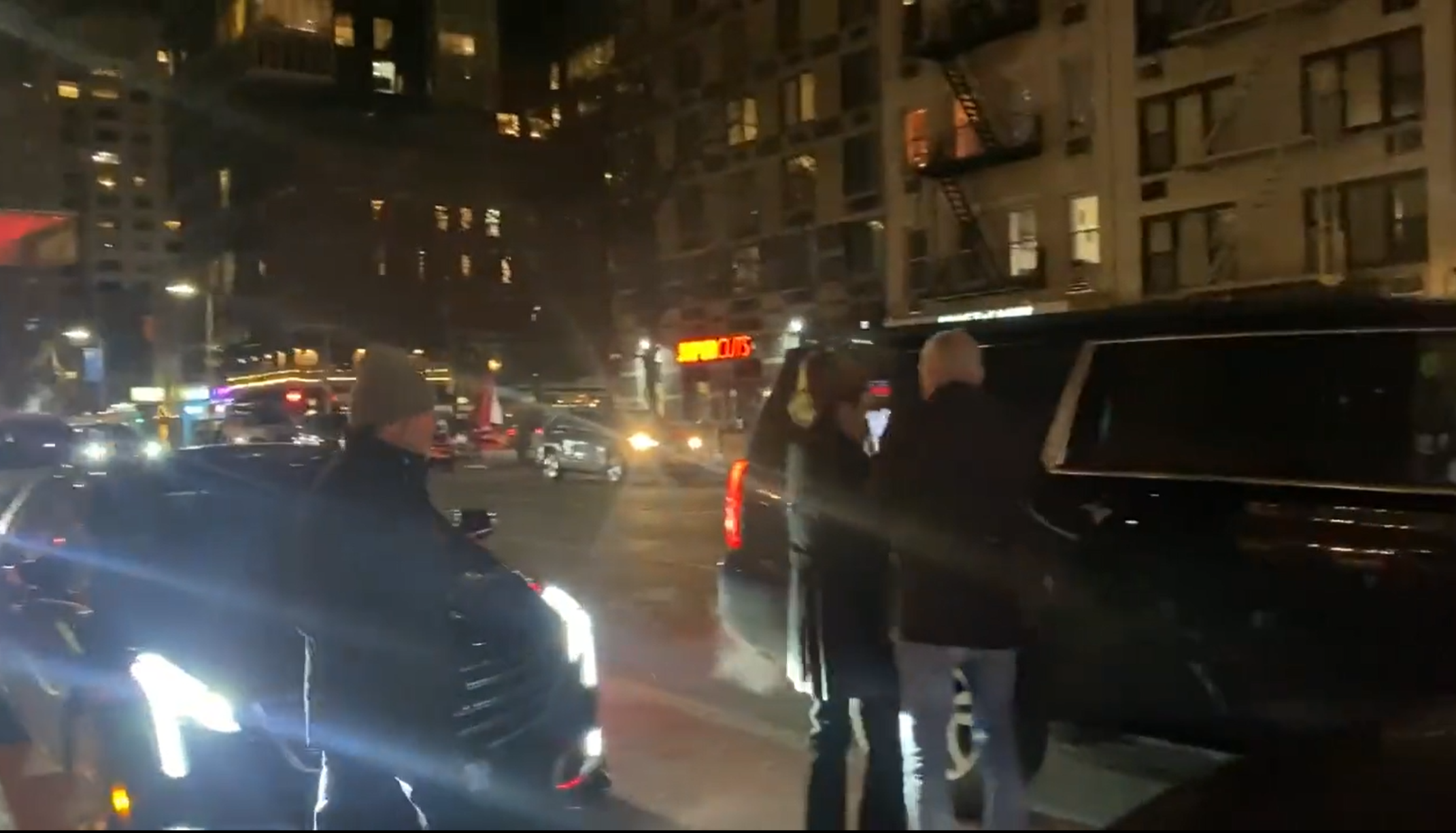 Sarah Palin outside a New York restaurant