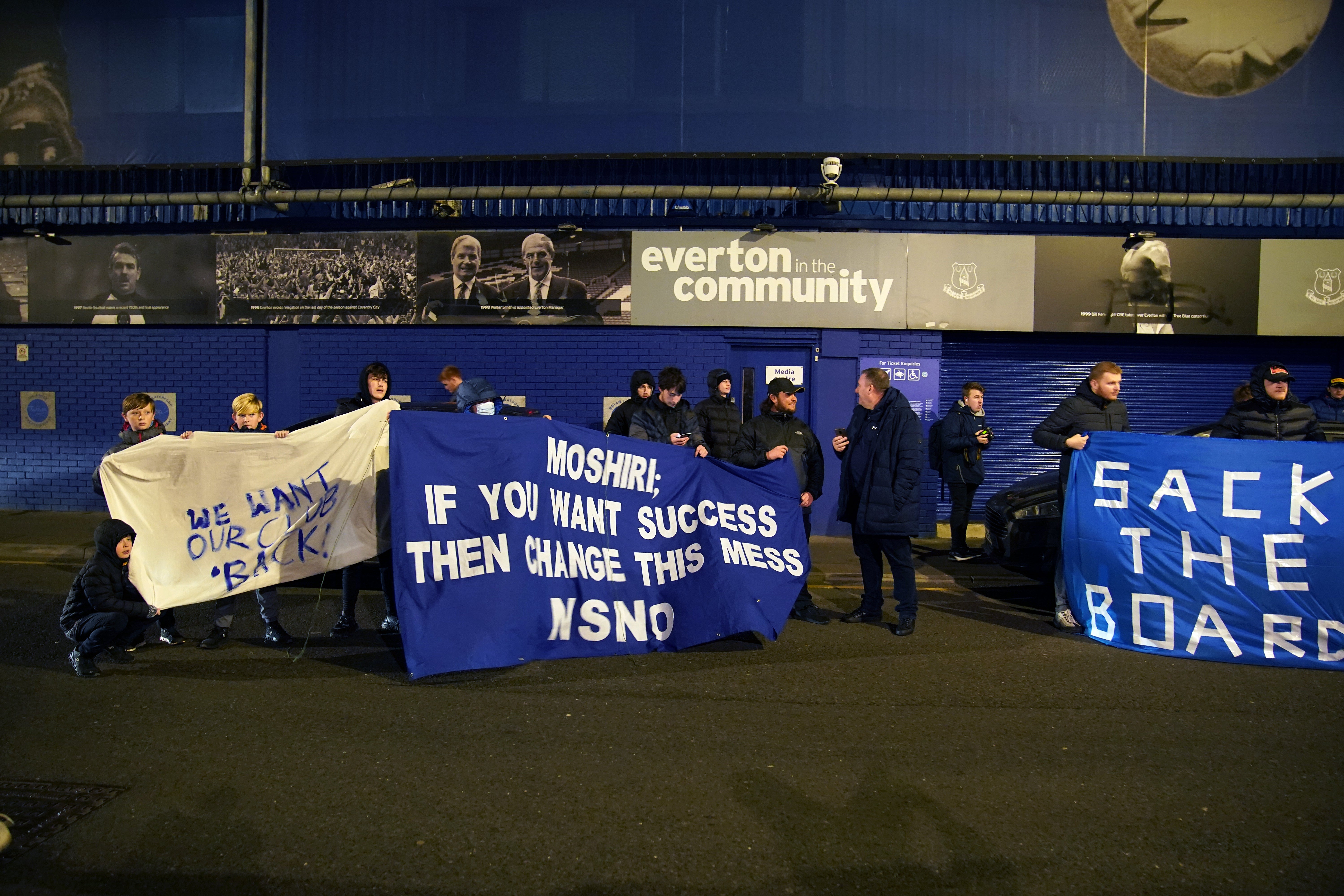 Everton fans staged a protest outside Goodison Park on Wednesday (Peter Byrne/PA)