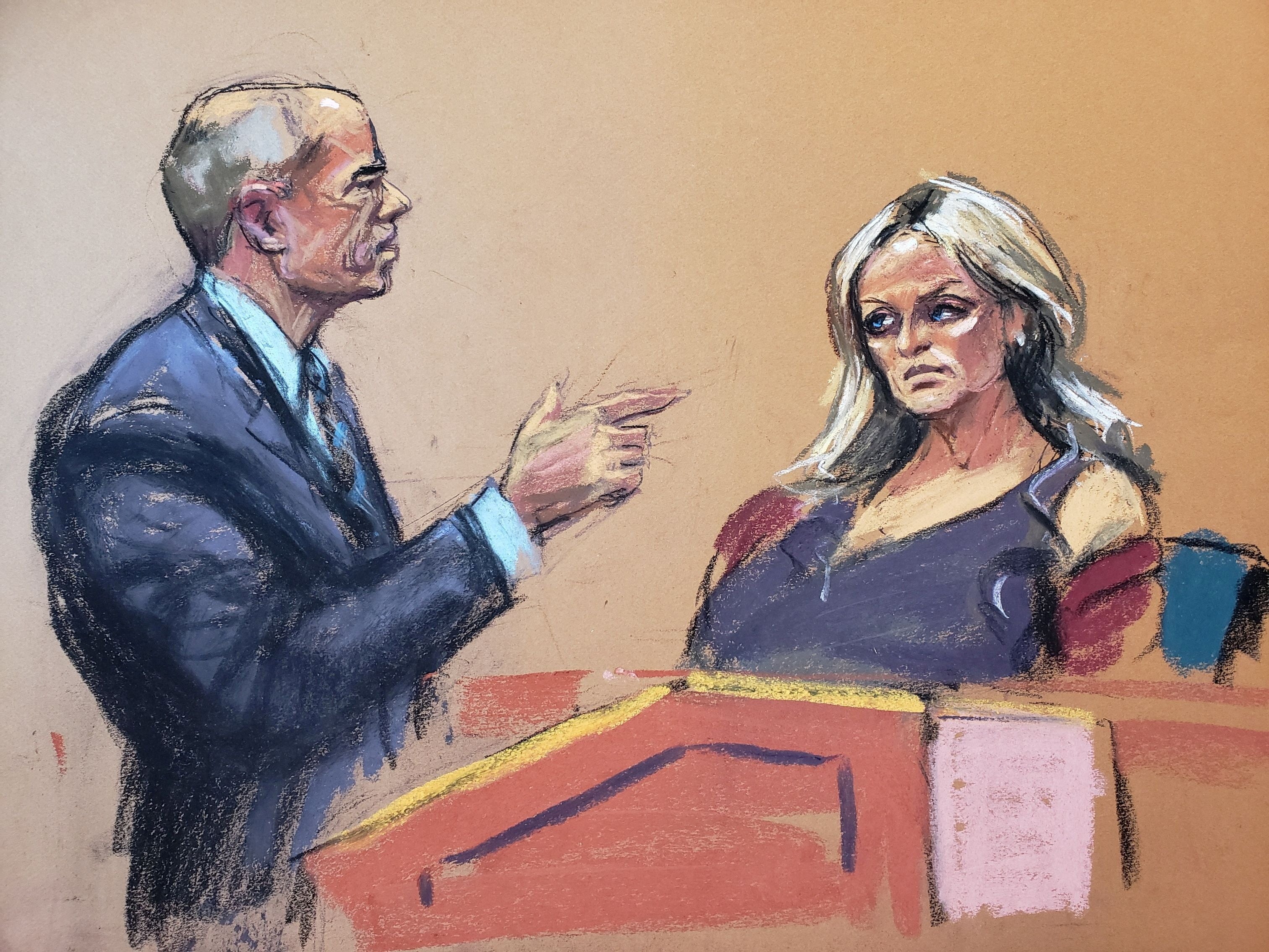 Michael Avenatti, representing himself, cross-examines Stormy Daniels during his criminal trial in New York