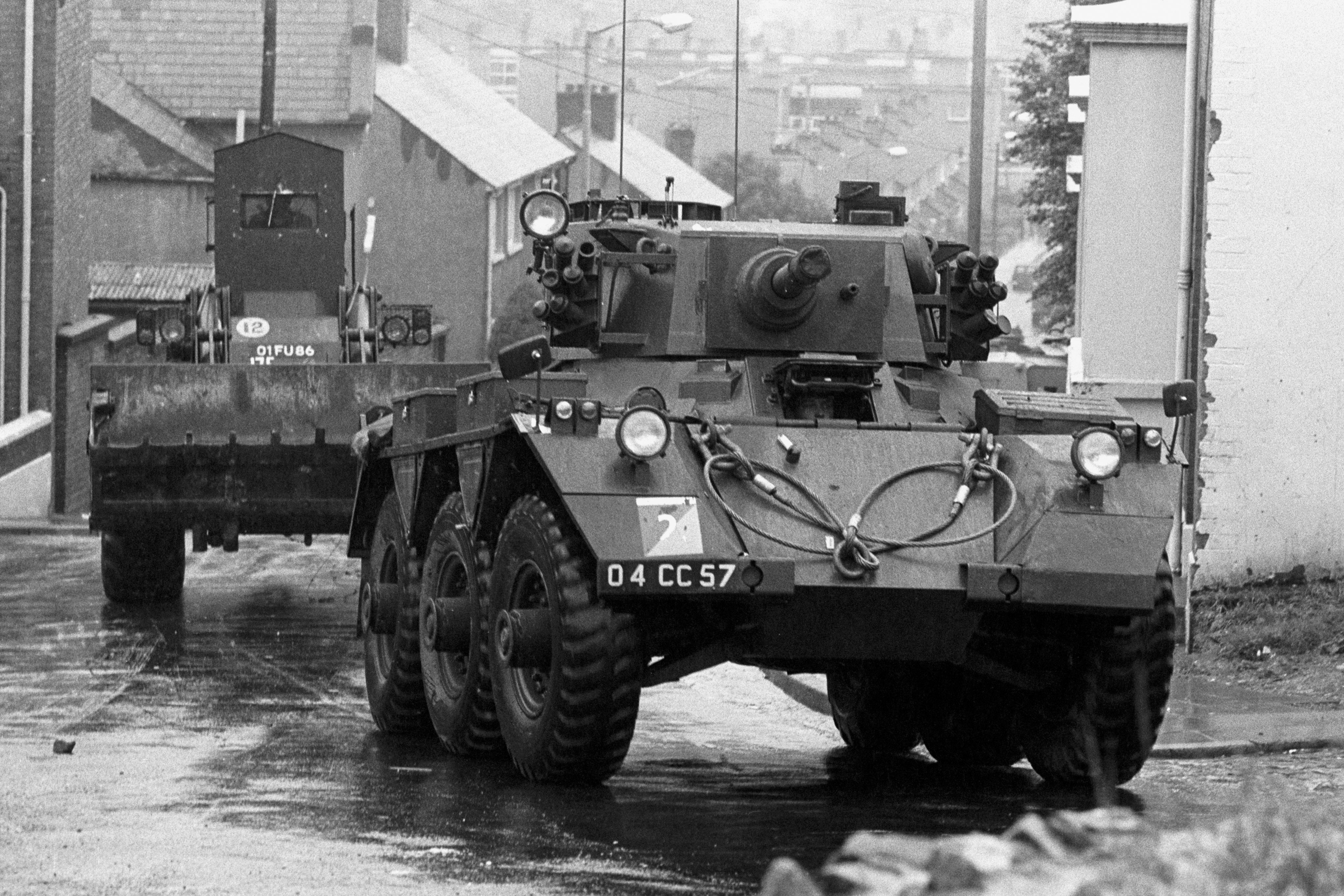 Armoured vehicles, including 50-tonne converted Centurion tanks, were used to bulldoze barriers in Catholic no-go areas of the Bogside and Creggan estates, in July 1972