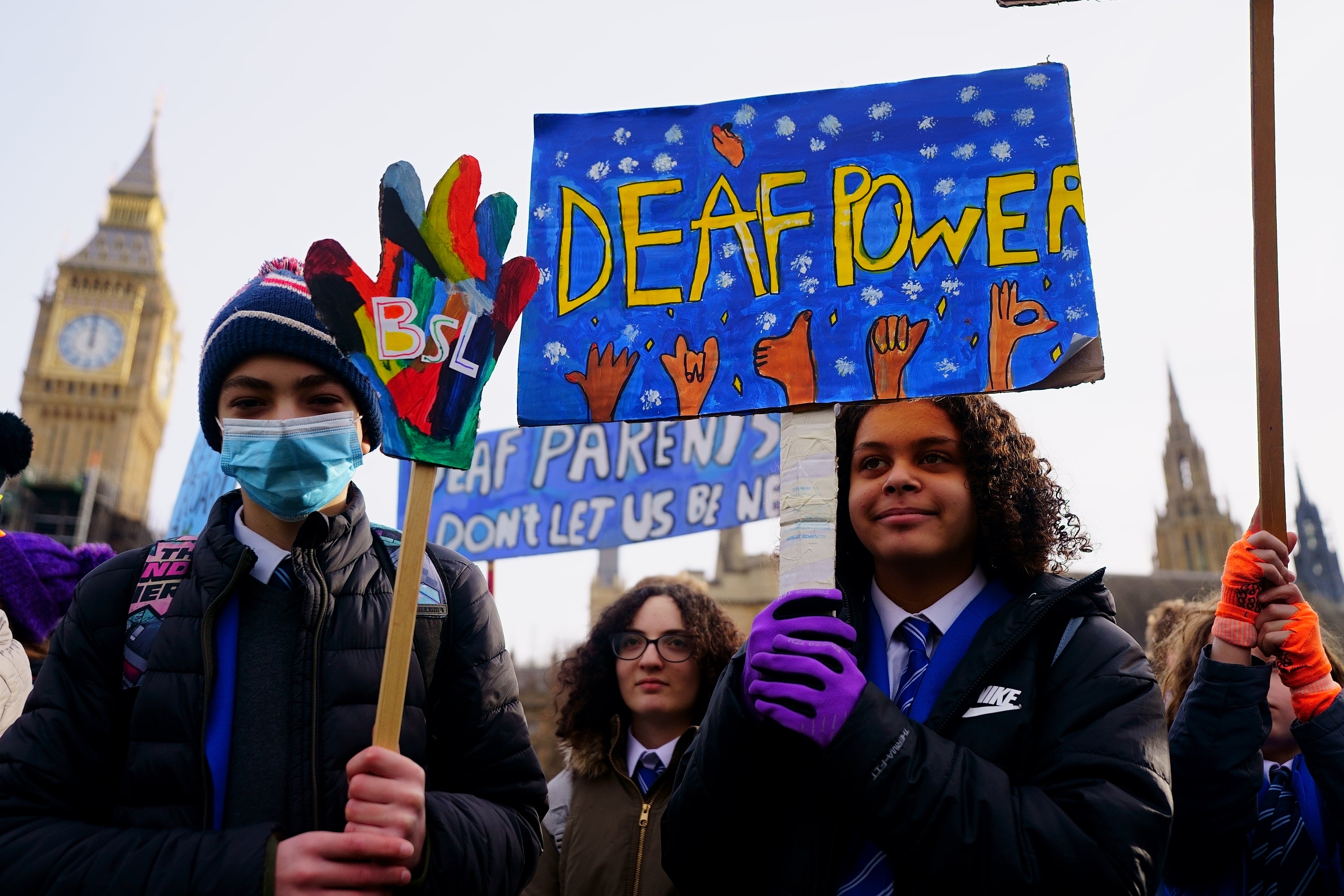 Schoolchildren rallied outside parliament in support of the bill