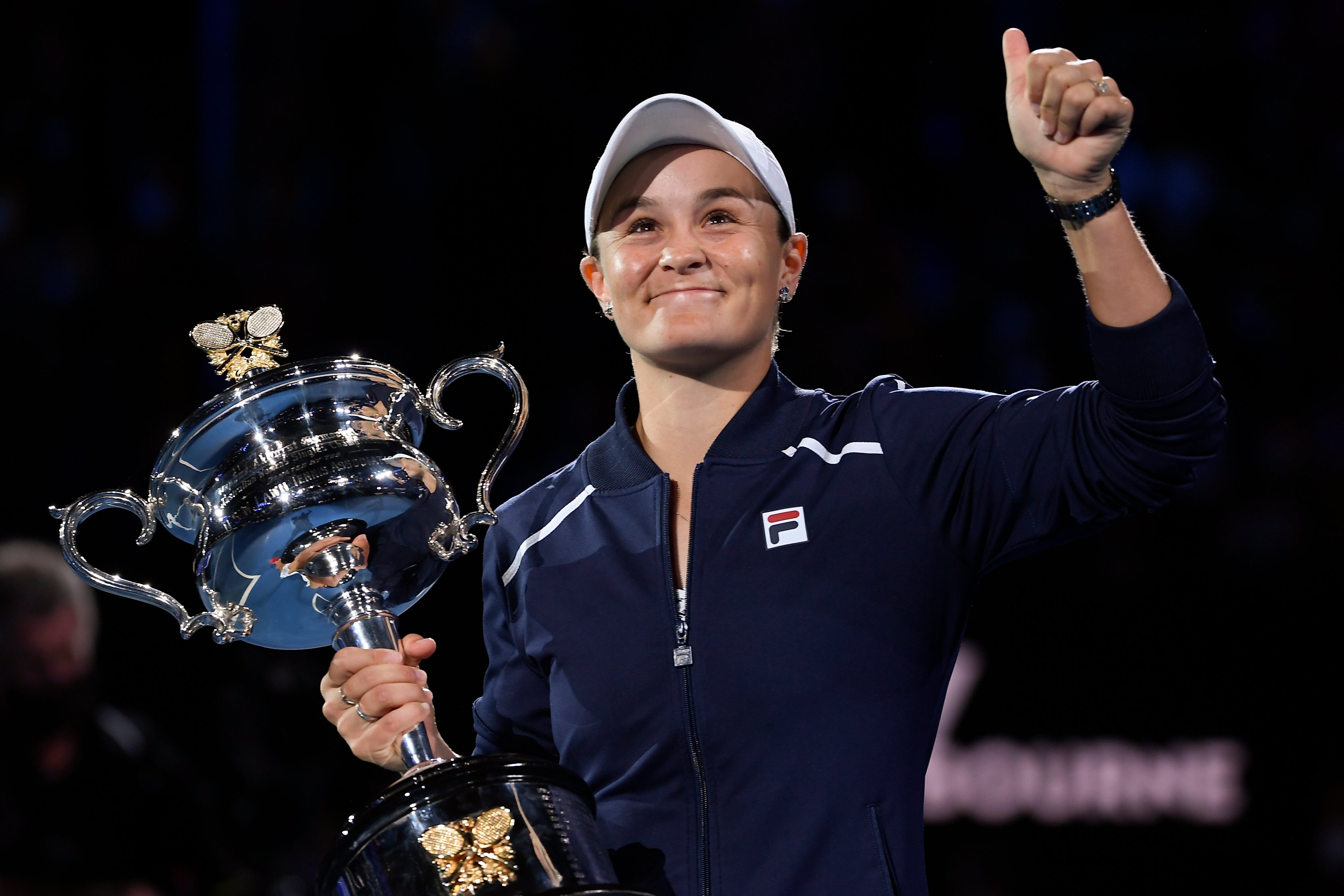 Ashleigh Barty holds the Daphne Akhurst Memorial Cup (Andy Brownbill/AP)