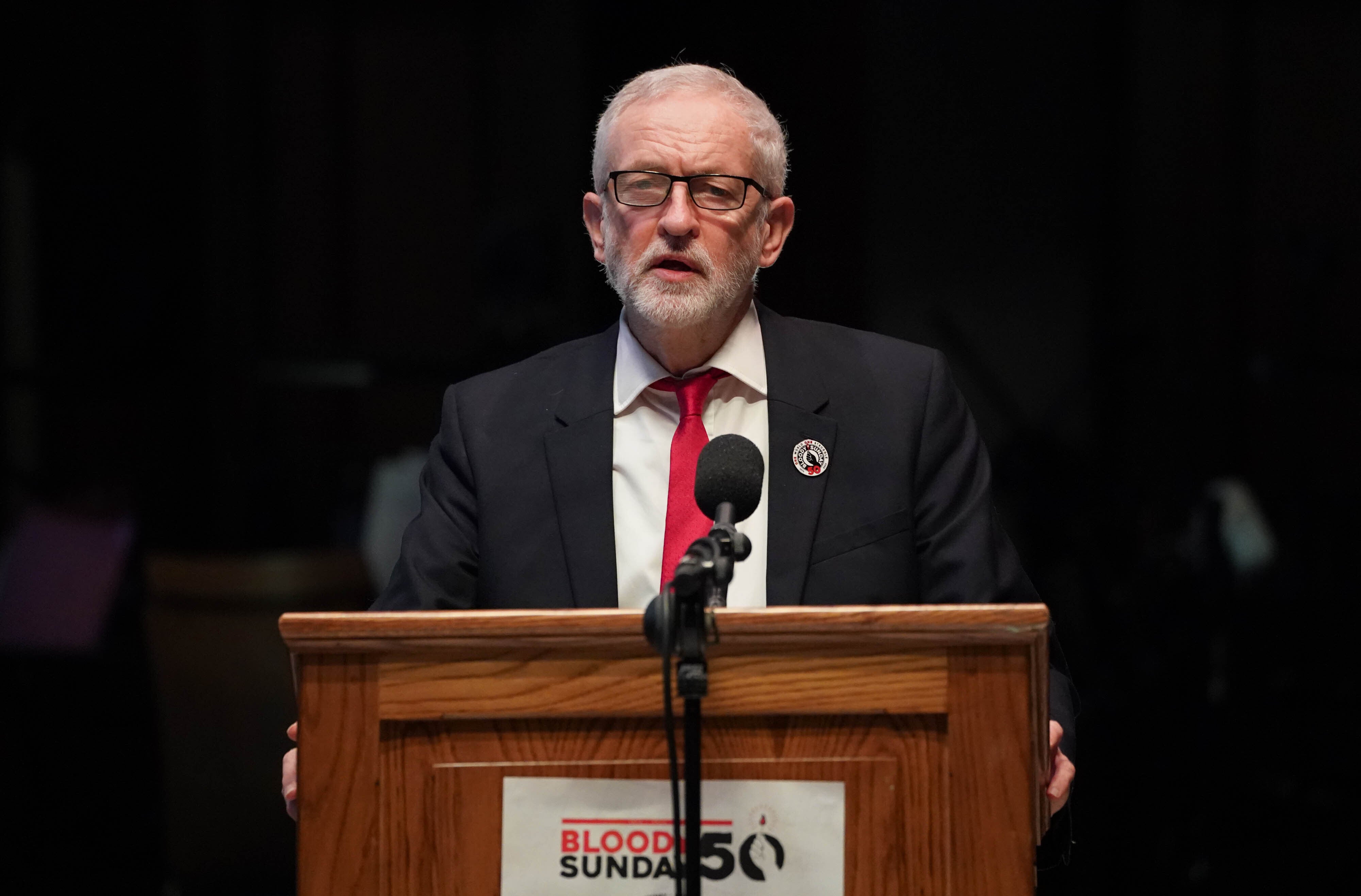 Former Labour leader Jeremy Corbyn speaking at a Bloody Sunday memorial lecture (Brian Lawless/PA)