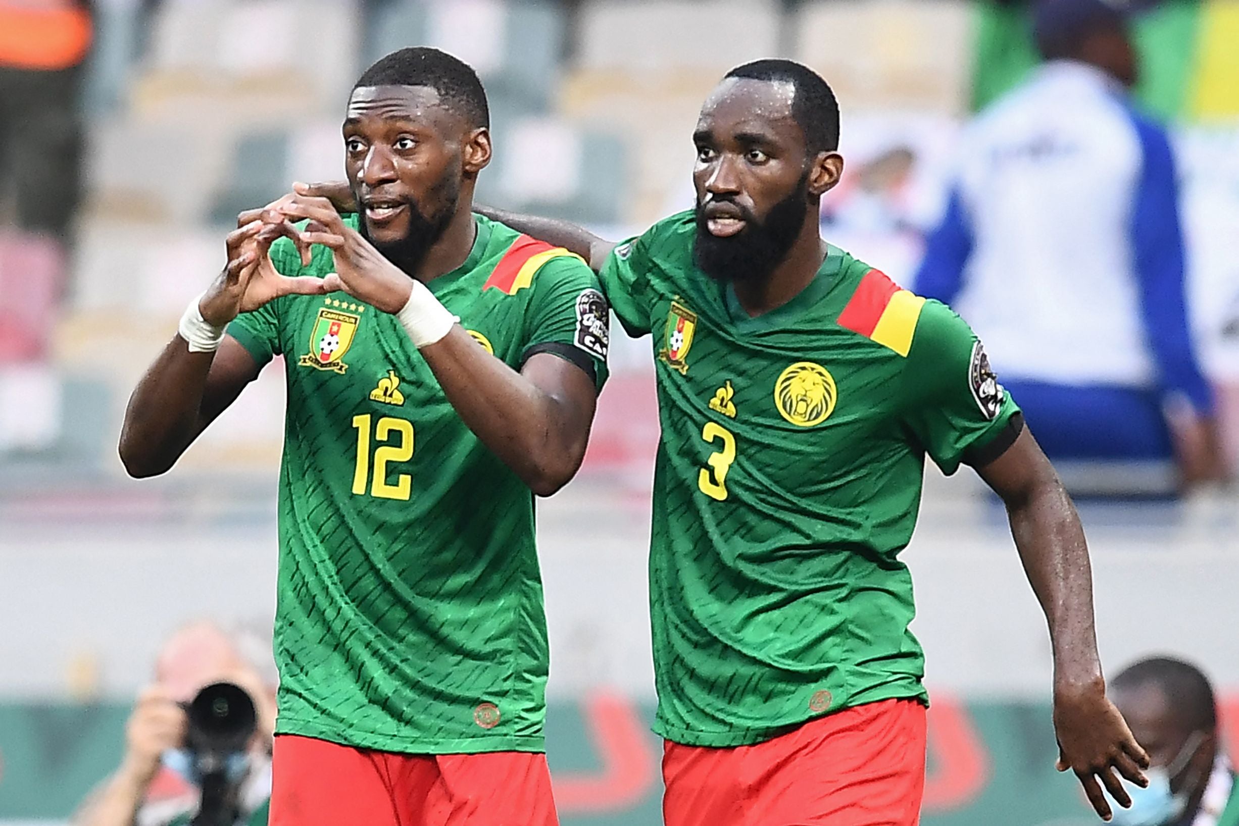 Karl Toko Ekambi celebrates after scoring