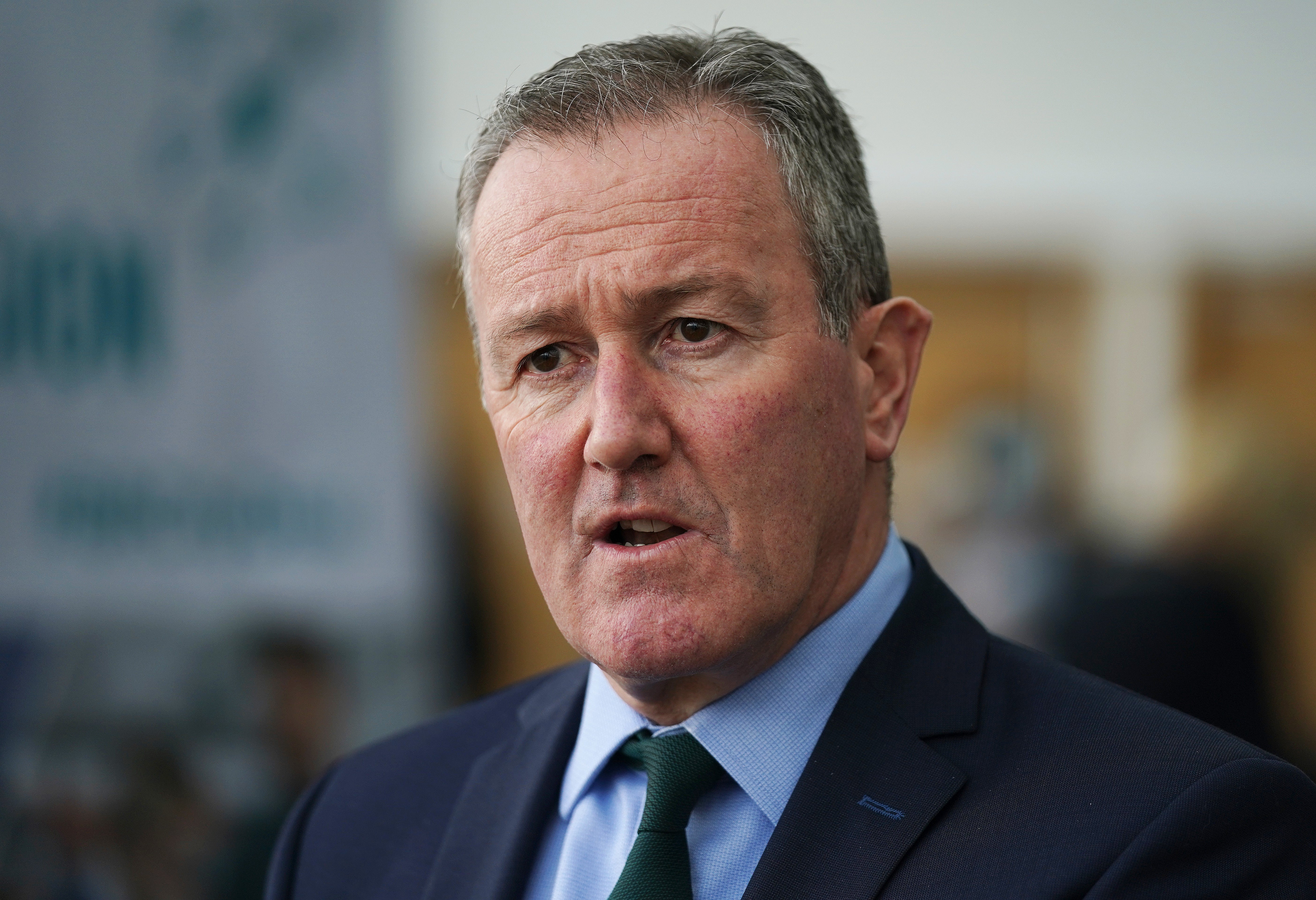 Sinn Fein Finance Minister Conor Murphy speaking to the media at the ICC in Belfast following the signing of the Belfast Region City Deal (Brian Lawless/PA)