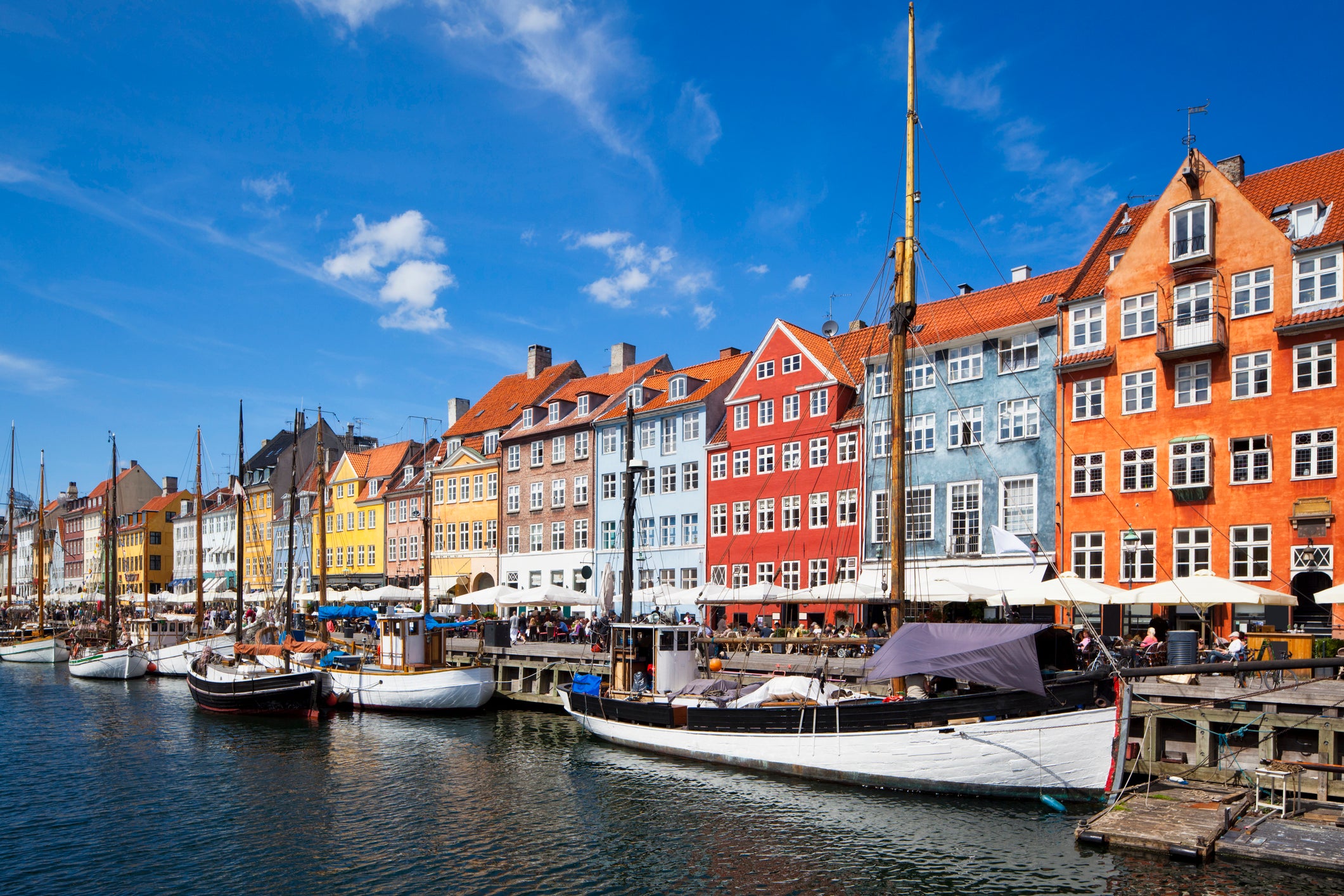 The seventeenth century waterfront area of Nyhavn in Copenhagen, Denmark