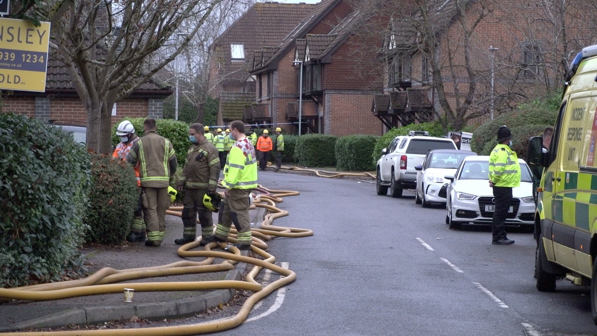 Firefighters at the scene in Grovelands Road, Reading, on December 15 (Marc Ward/PA)