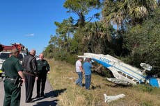 Two men injured after their plane crashes on Florida highway
