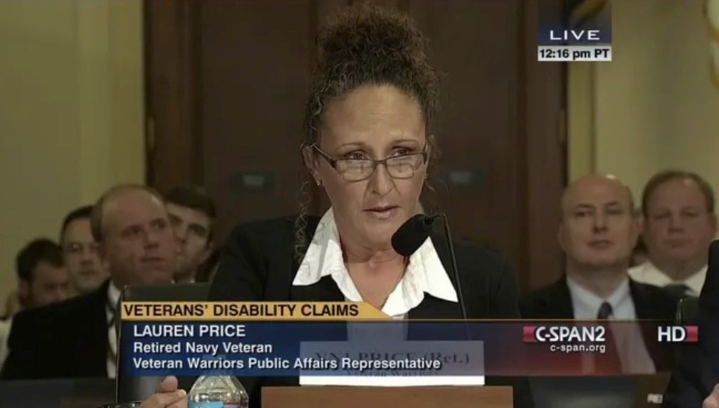 Lauren Price testifying before Congress about the toxic exposure to burn pits that US servicemen and women are enduring