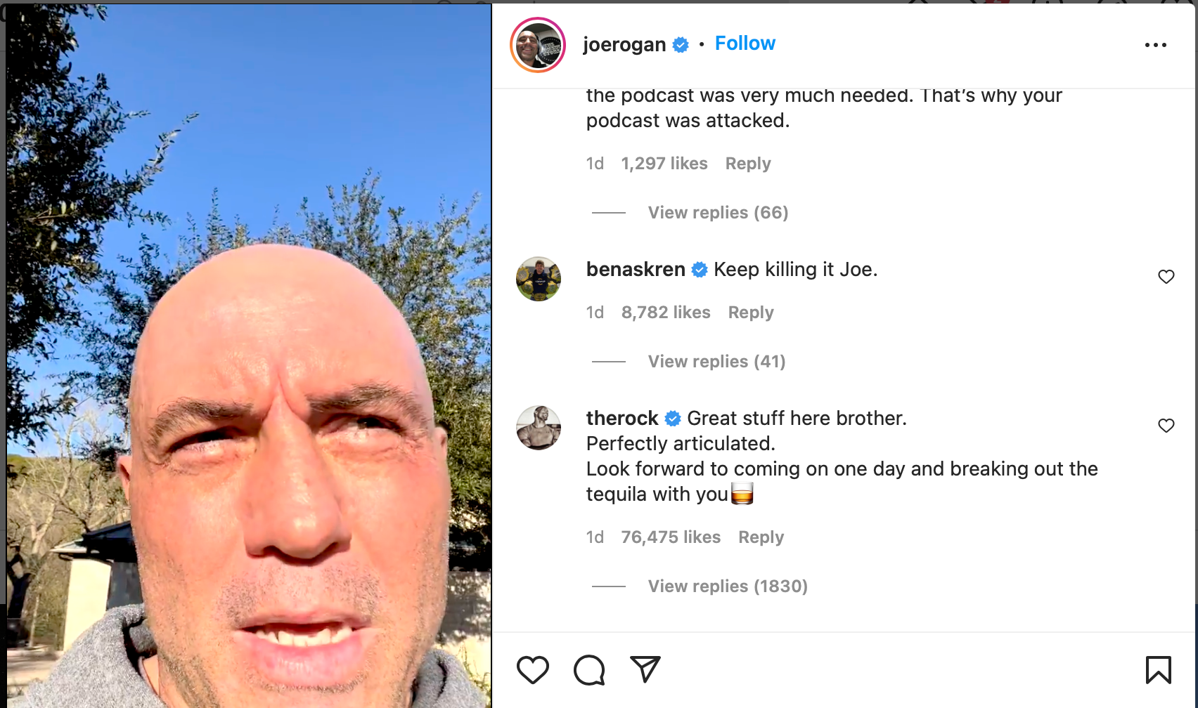 Dwayne Johnson divided fans with response to Joe Rogan