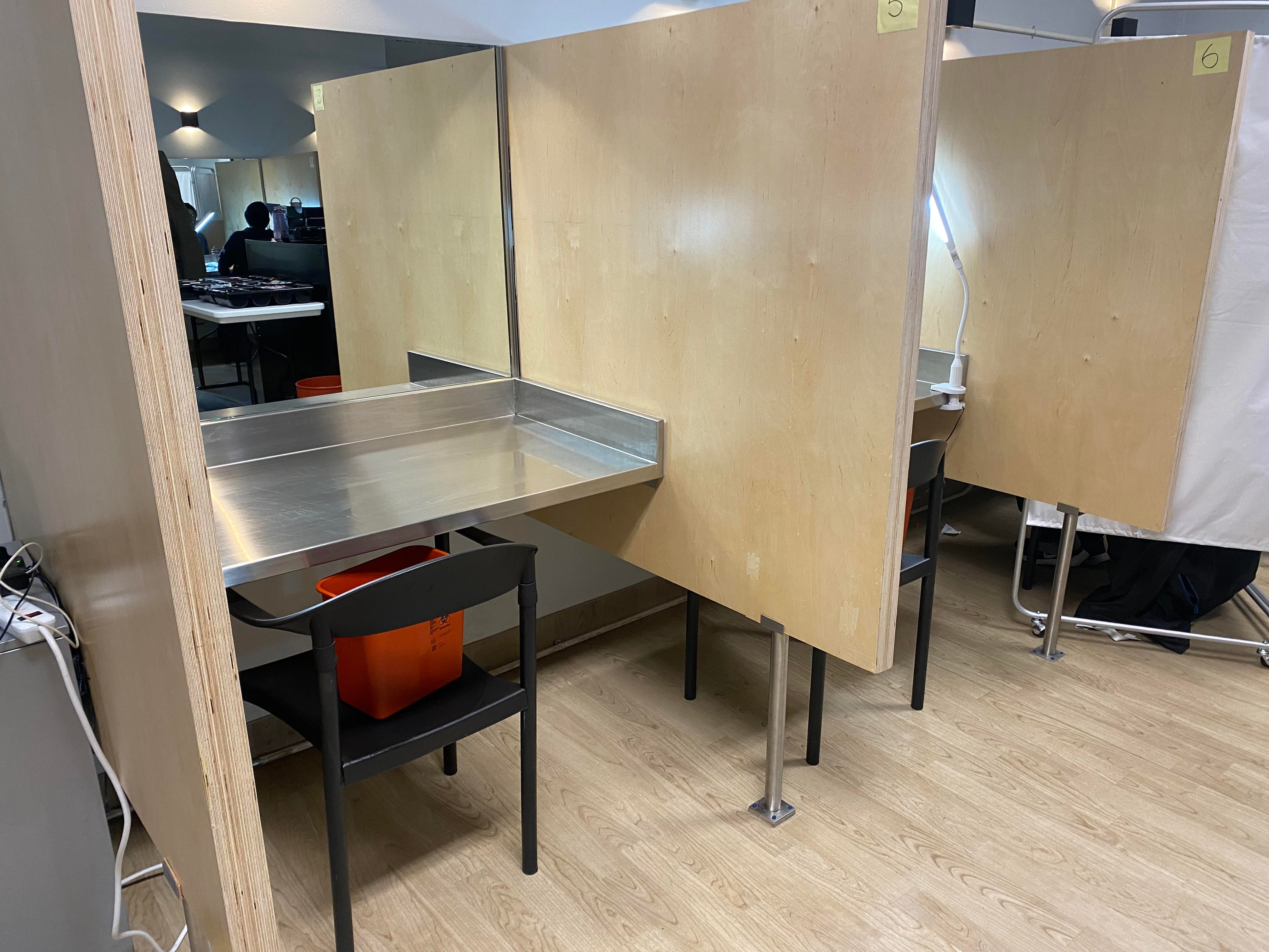 A cubicle at a supervised drug-injection site in Harlem, New York.