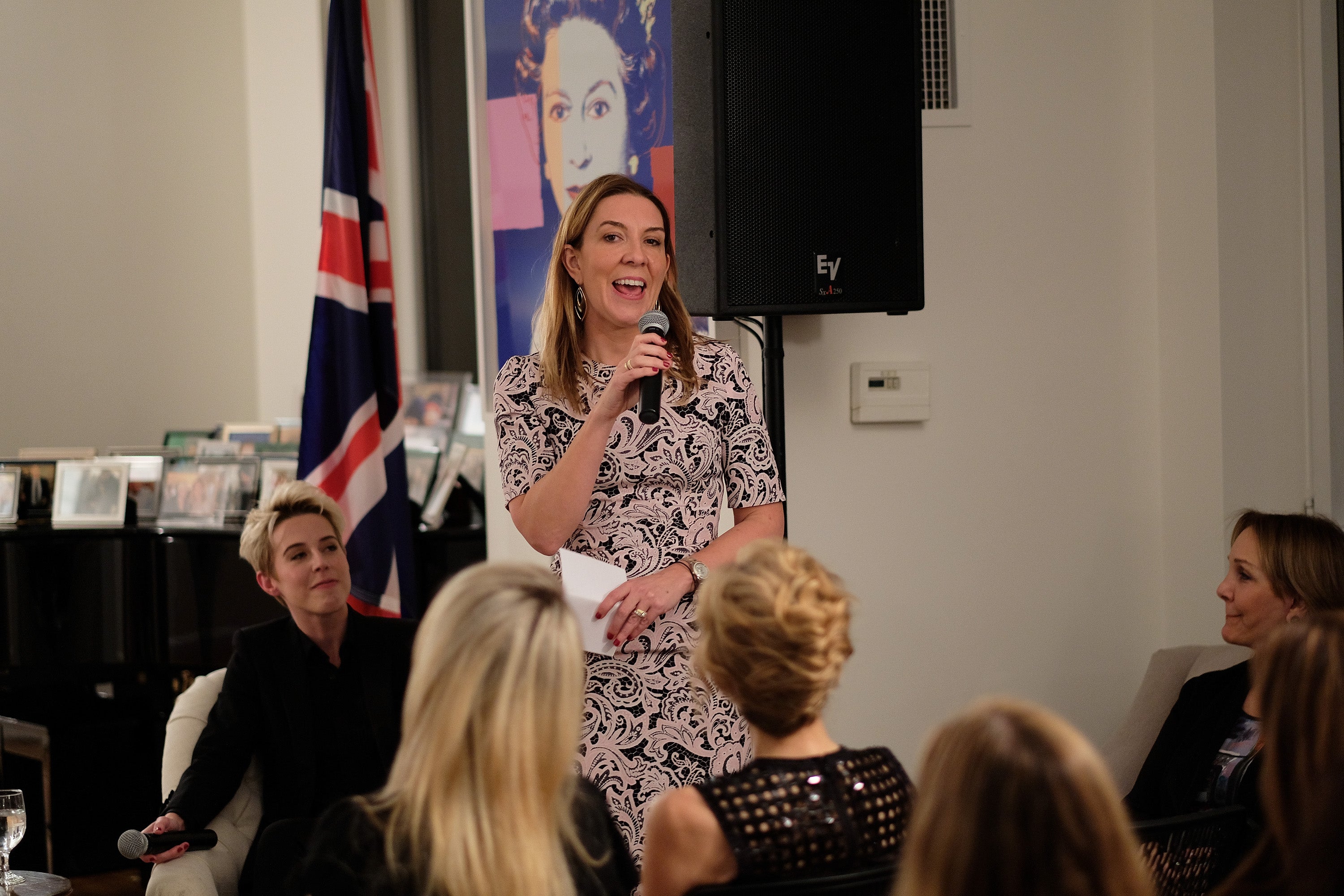 Antonia Romeo, the then British consul general, speaks at an event in New York City, November 2016